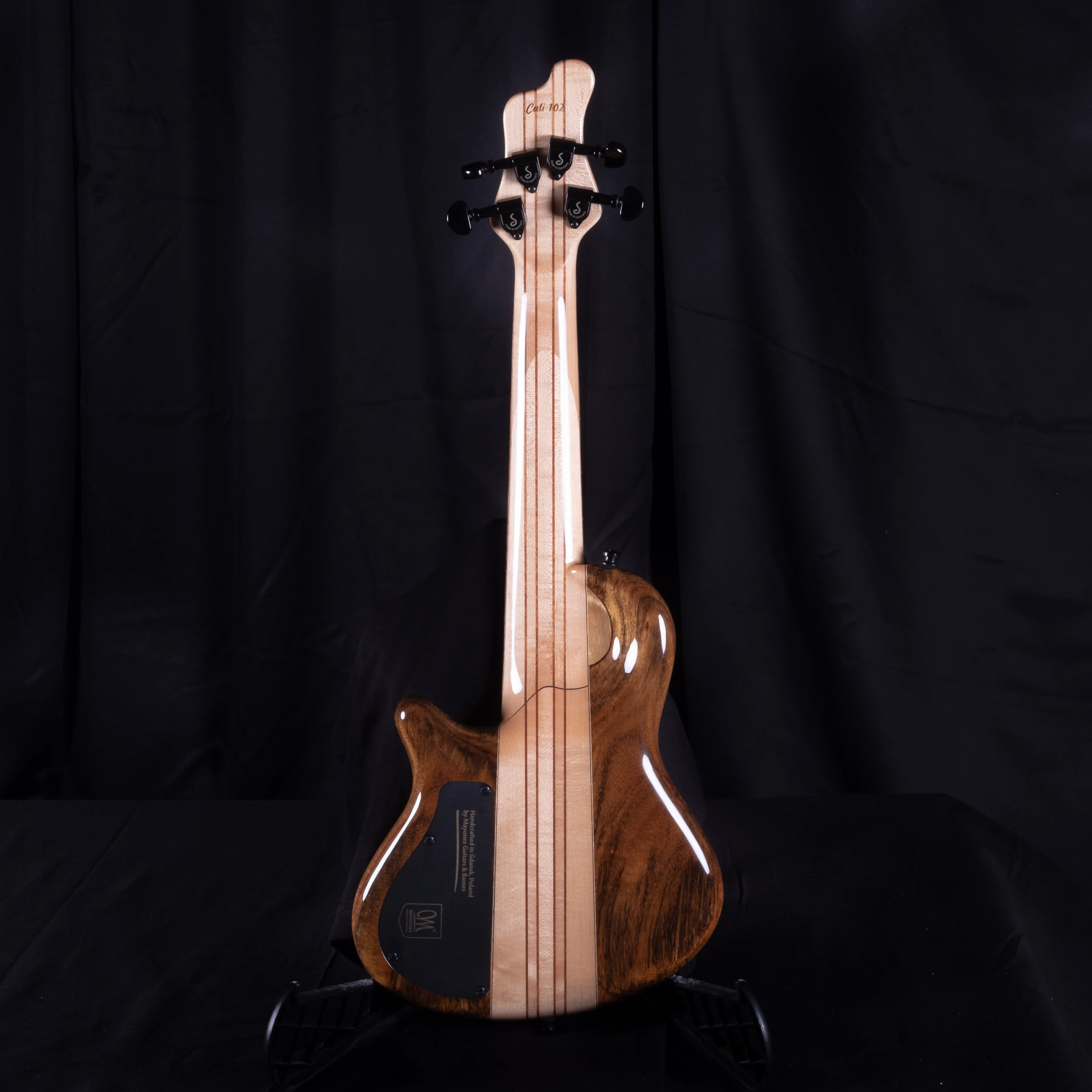 Mayones Cali 4 Bass Amazakoe Body Black Limba & Maple Top Cocobolo Back W/ Case - Image 7