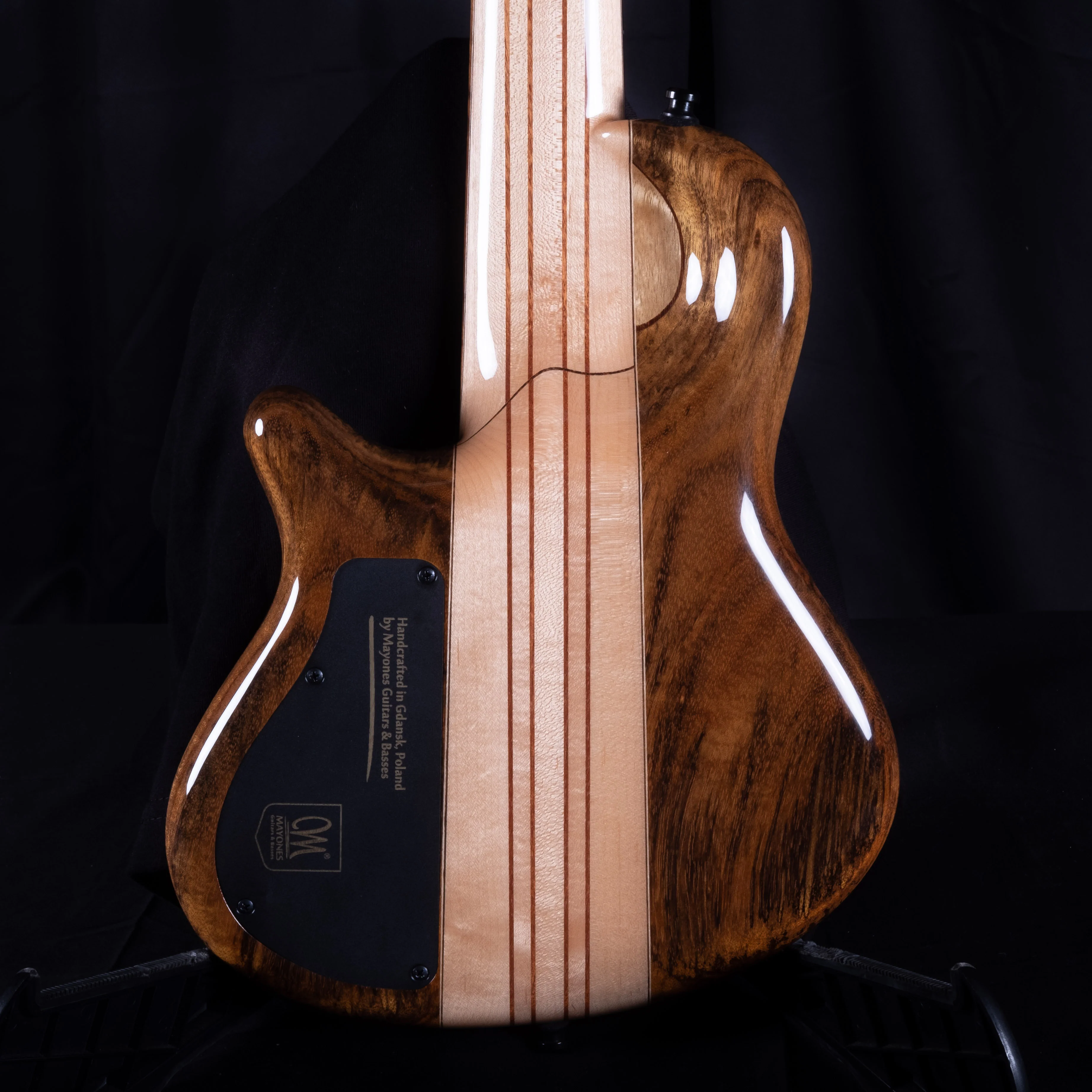 Mayones Cali 4 Bass Amazakoe Body Black Limba & Maple Top Cocobolo Back W/ Case - Image 8