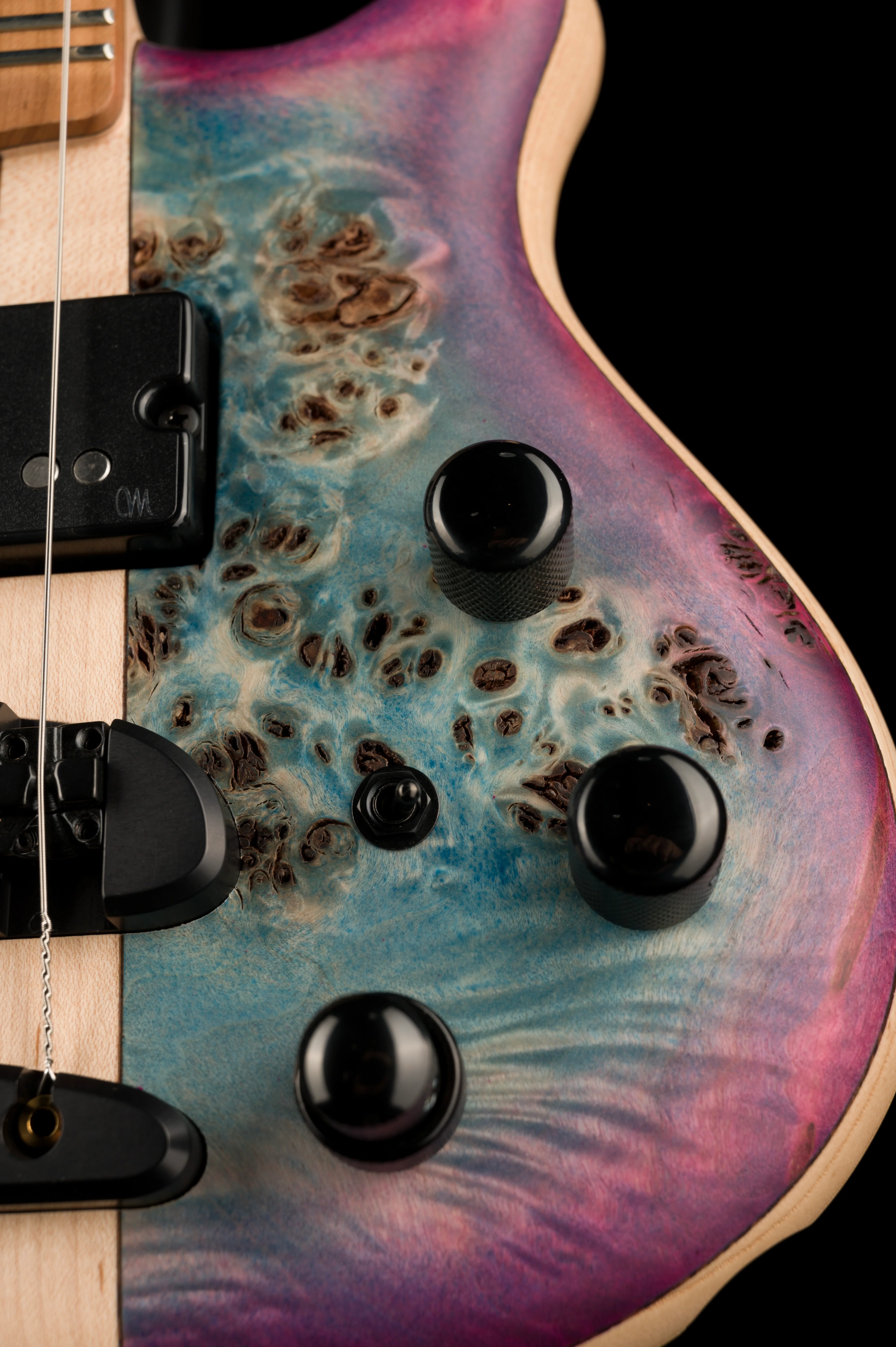 Mayones Cali4 17.5" Scale Bass  Body 3A Eye Poplar Top Custom Color Shinerburst Finish - Image 5