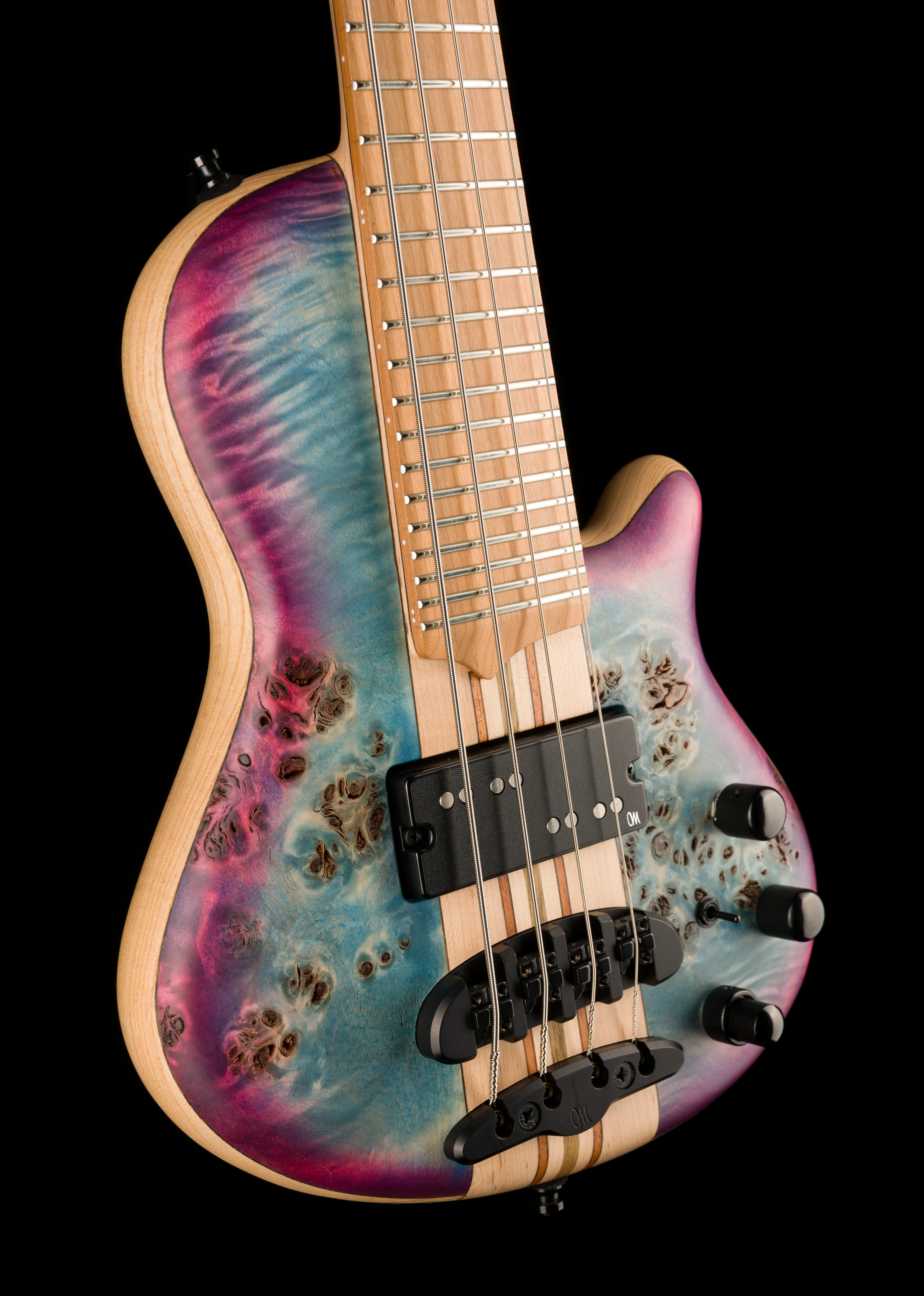 Mayones Cali4 17.5" Scale Bass  Body 3A Eye Poplar Top Custom Color Shinerburst Finish - Image 7