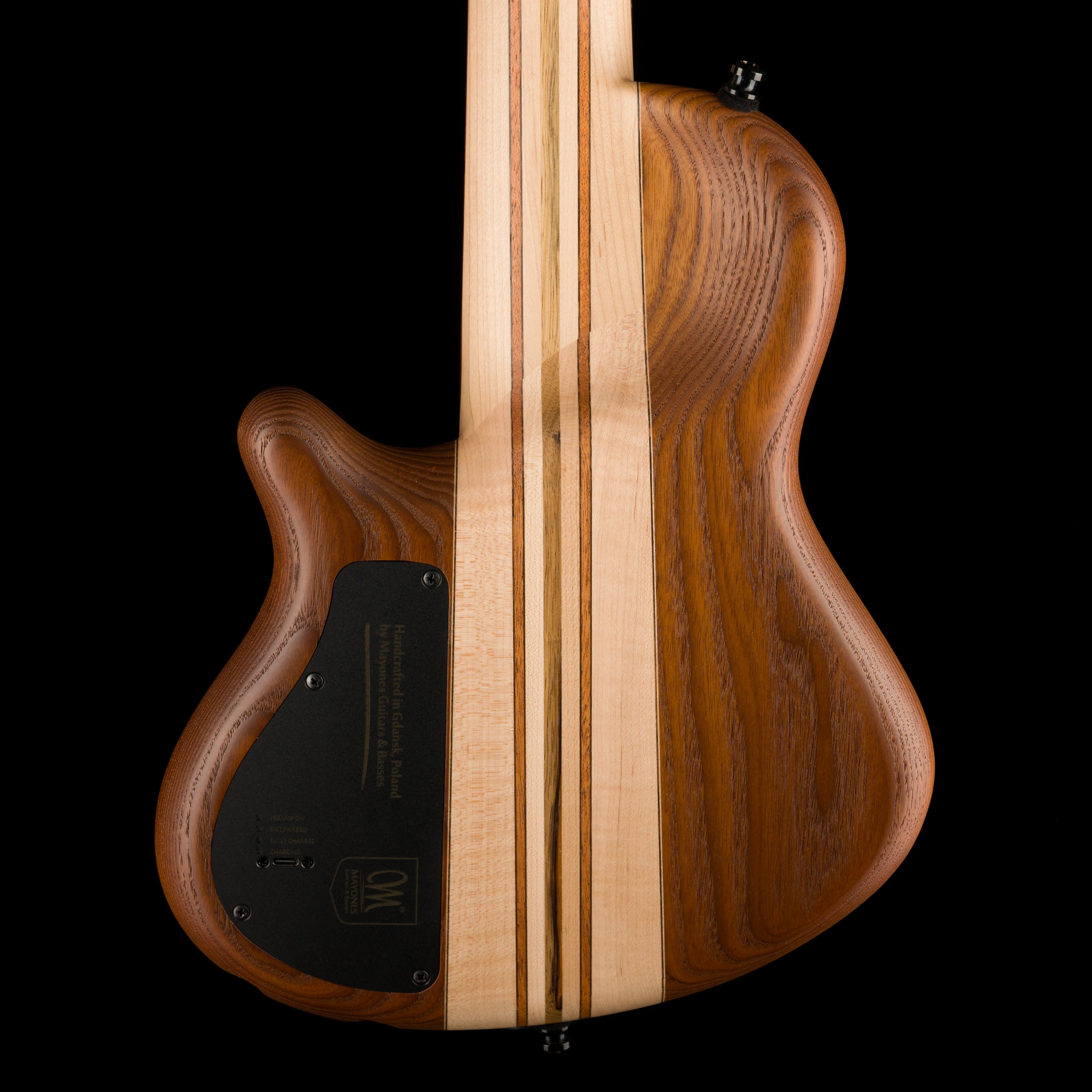 Mayones Cali4 17.5" Scale Bass Swamp Ash TEW Body 3A Eye Poplar Top Custom Color Goblinburst - Image 9