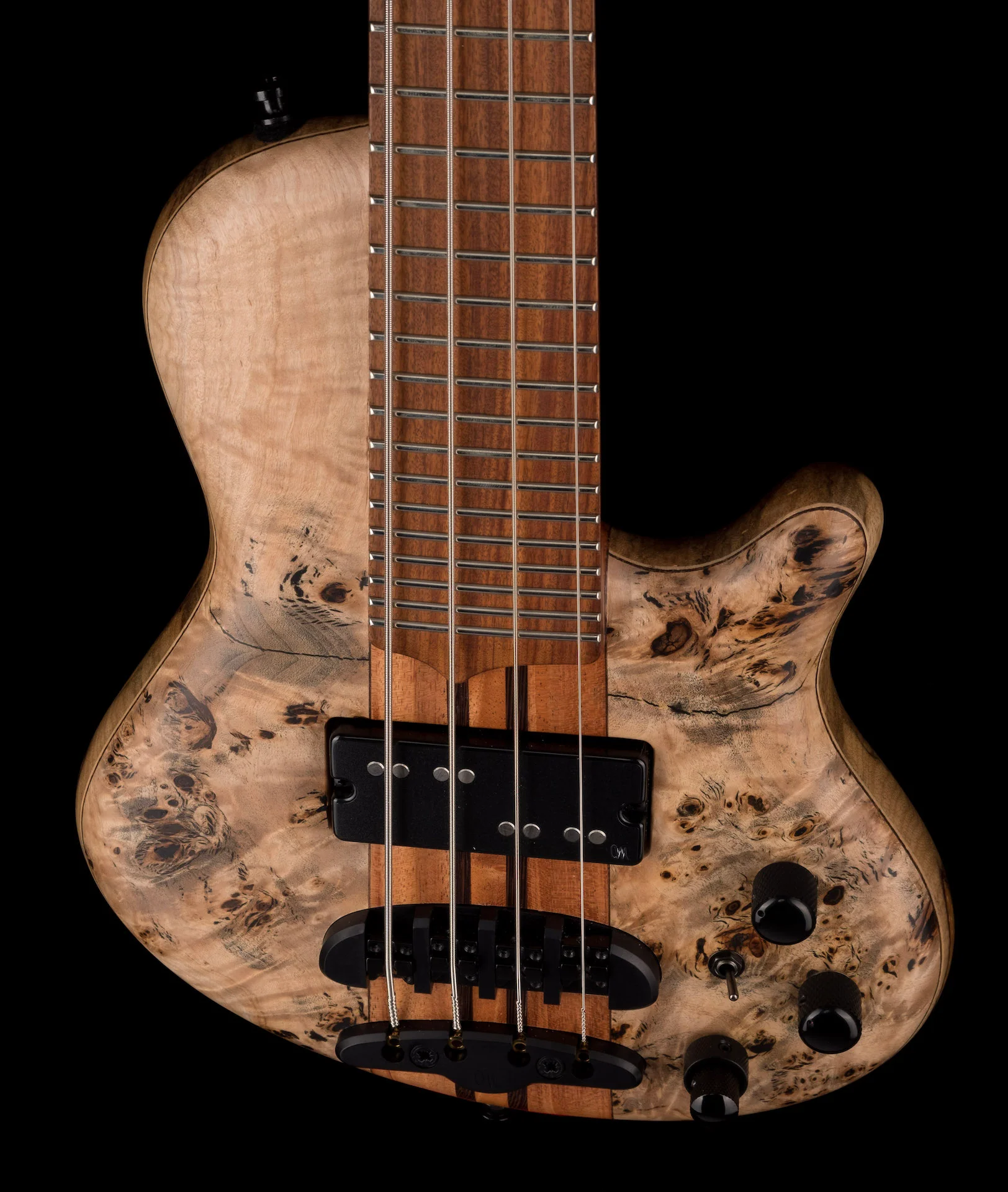 Mayones Cali4 Bass Black Limba Body 3A Poplar Top Natural Matt Finish - Image 7