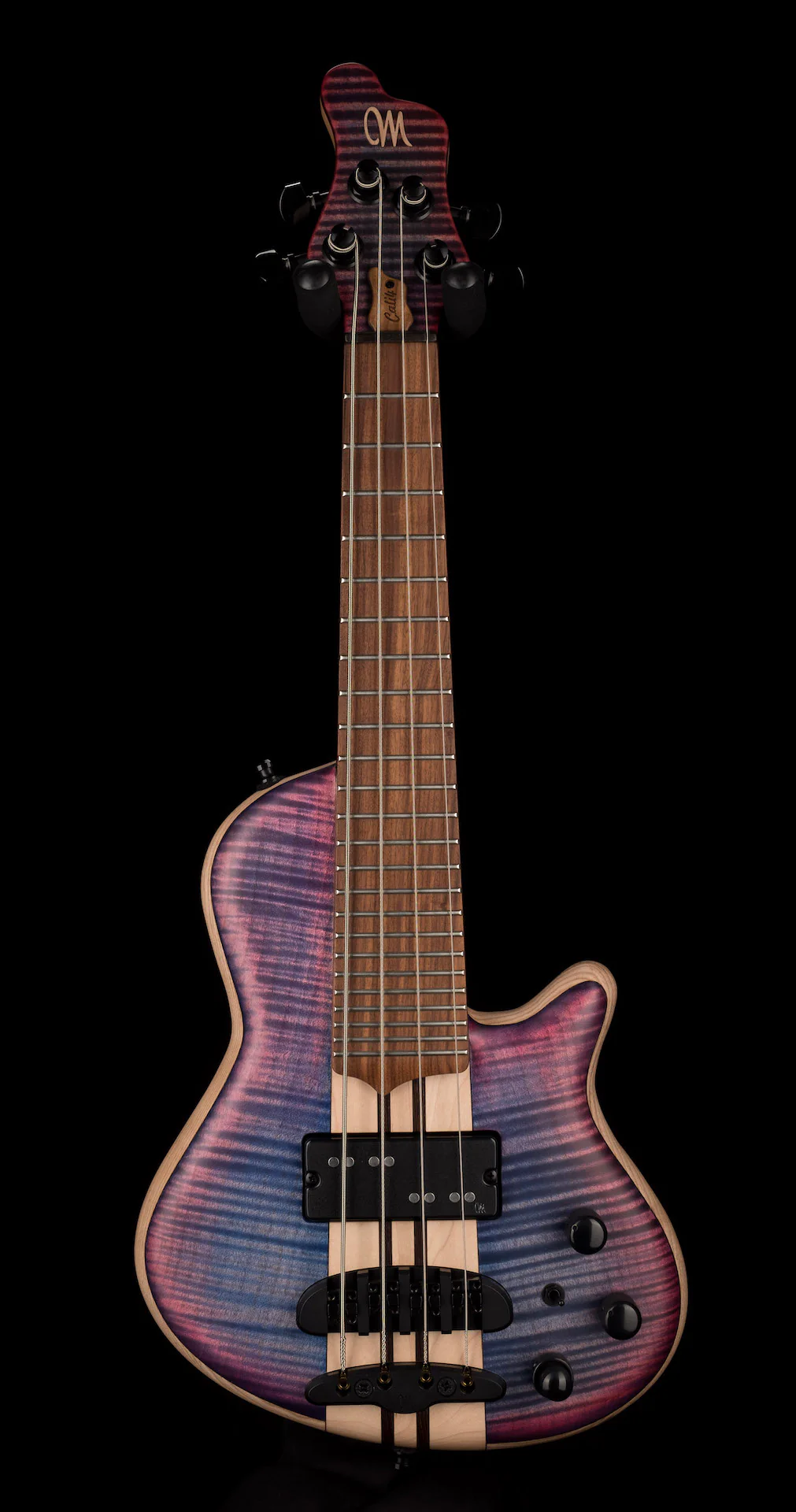 Mayones Cali4 Bass 17.5" Scale 3A Flamed Maple Top/Swamp Ash Body Ultra-Violet Techno Burst Finish with Case - Image 2