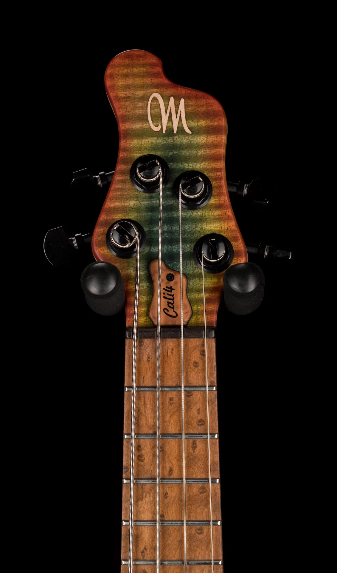 Mayones Cali4 Bass 17.5" Scale 3A Flamed Maple Top/Swamp Ash Body Aurora Borealis Burst Finish with Case - Image 7