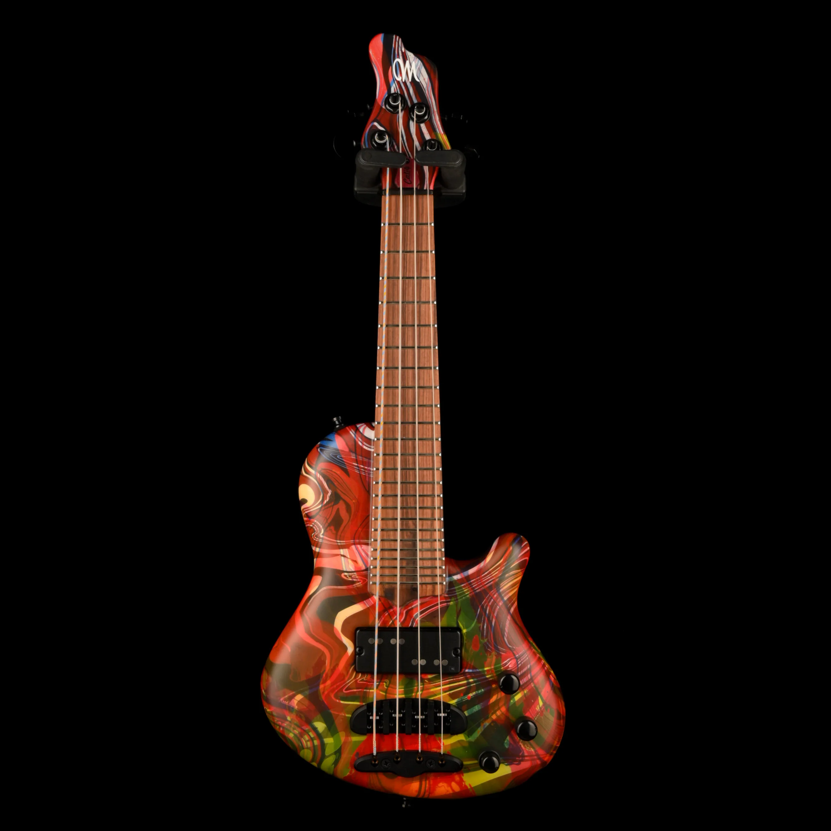 Mayones Cali4 Bass (17.5" Scale) Acid Trip  Custom Swirl With Case NAMM Special One of a Kind - Image 2