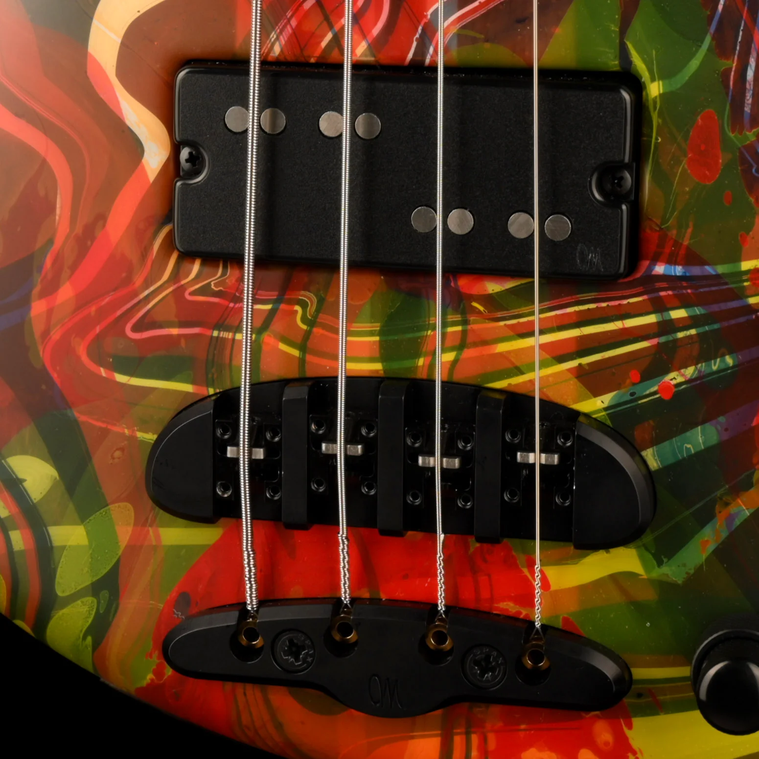 Mayones Cali4 Bass (17.5" Scale) Acid Trip  Custom Swirl With Case NAMM Special One of a Kind - Image 4