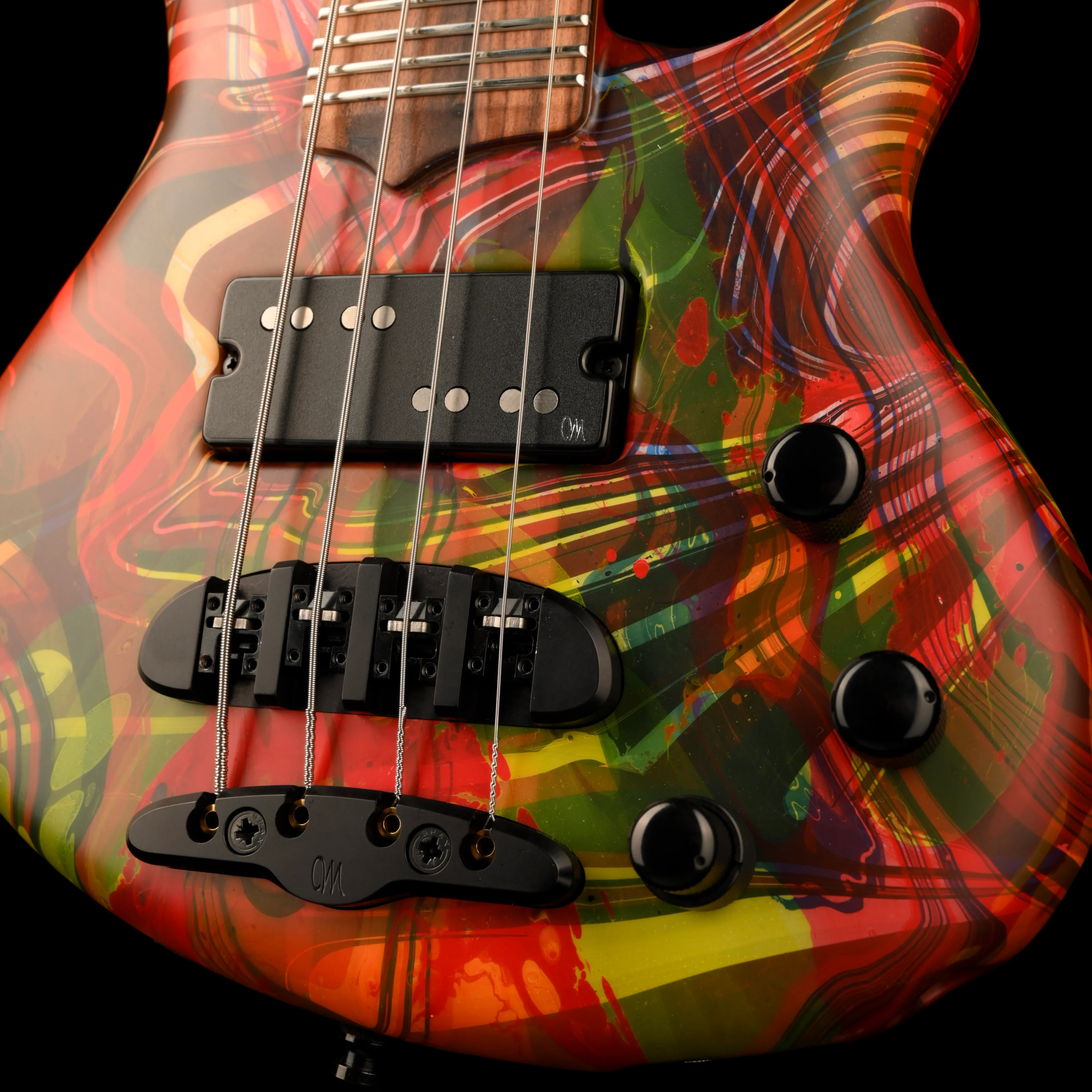 Mayones Cali4 Bass (17.5" Scale) Acid Trip  Custom Swirl With Case NAMM Special One of a Kind - Image 5
