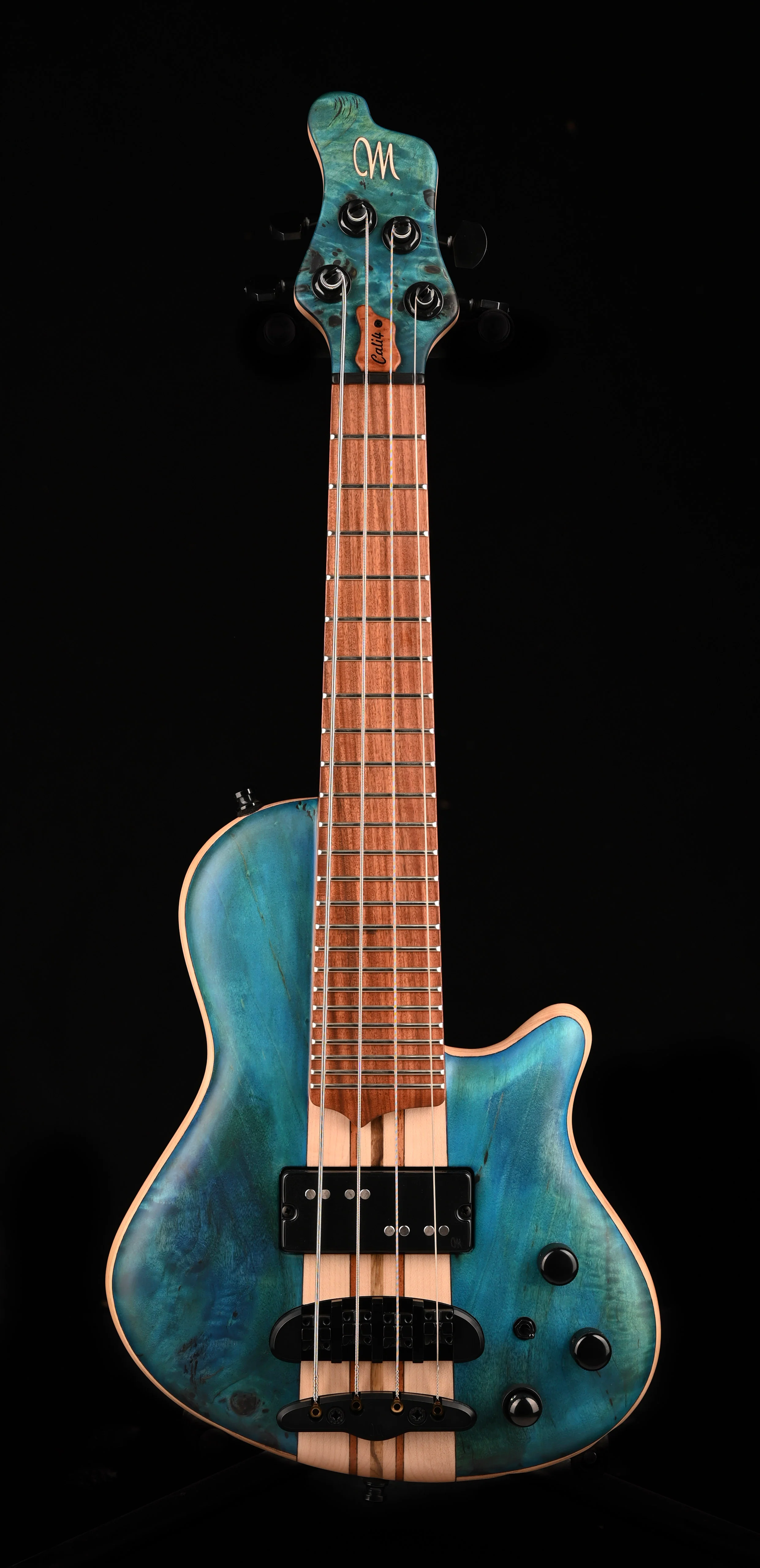 Mayones Cali4 Bass (17.5" Scale) Eye Poplar Top Transparent Blue With Case - Image 4