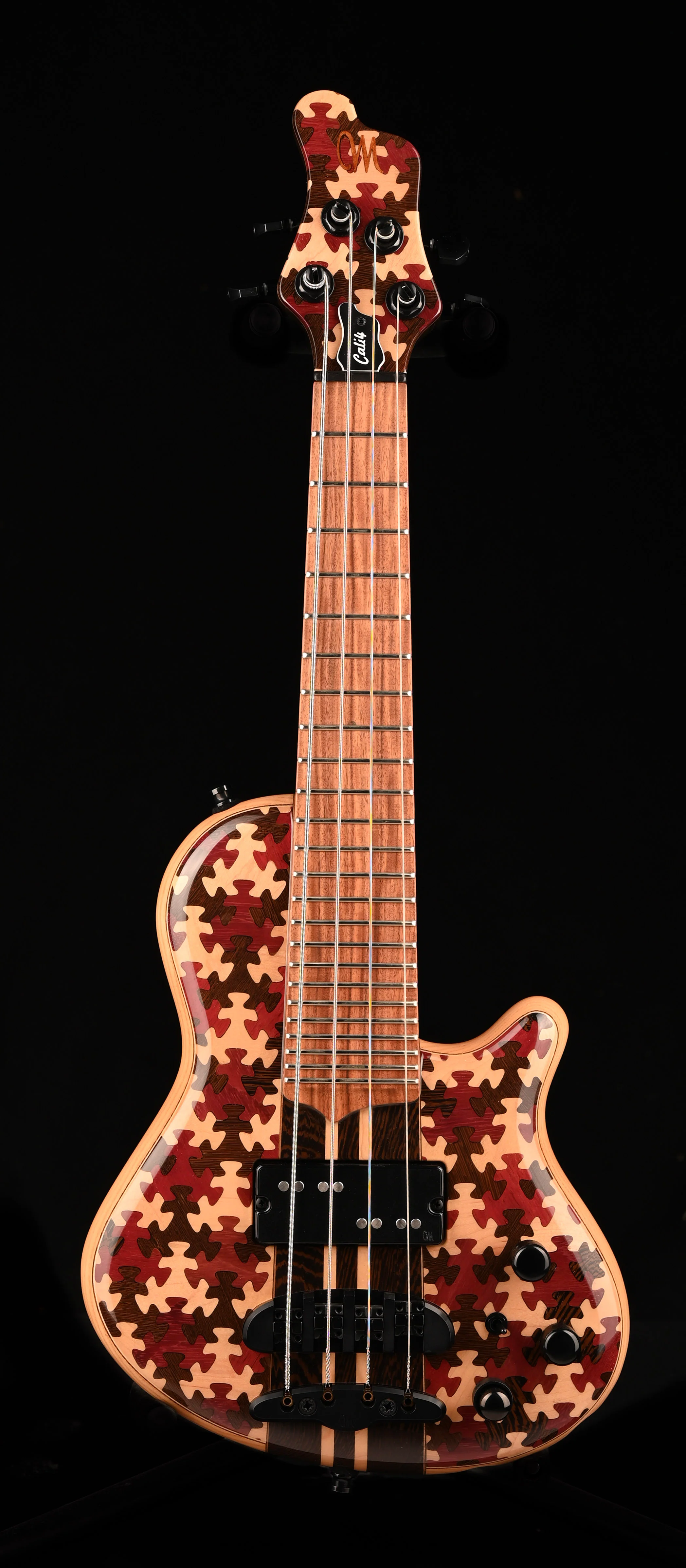 Mayones Cali4 Bass (17.5" Scale) Swamp Ash Body Triskelion Top Natural with Case - IN STOCK!!! - Image 2