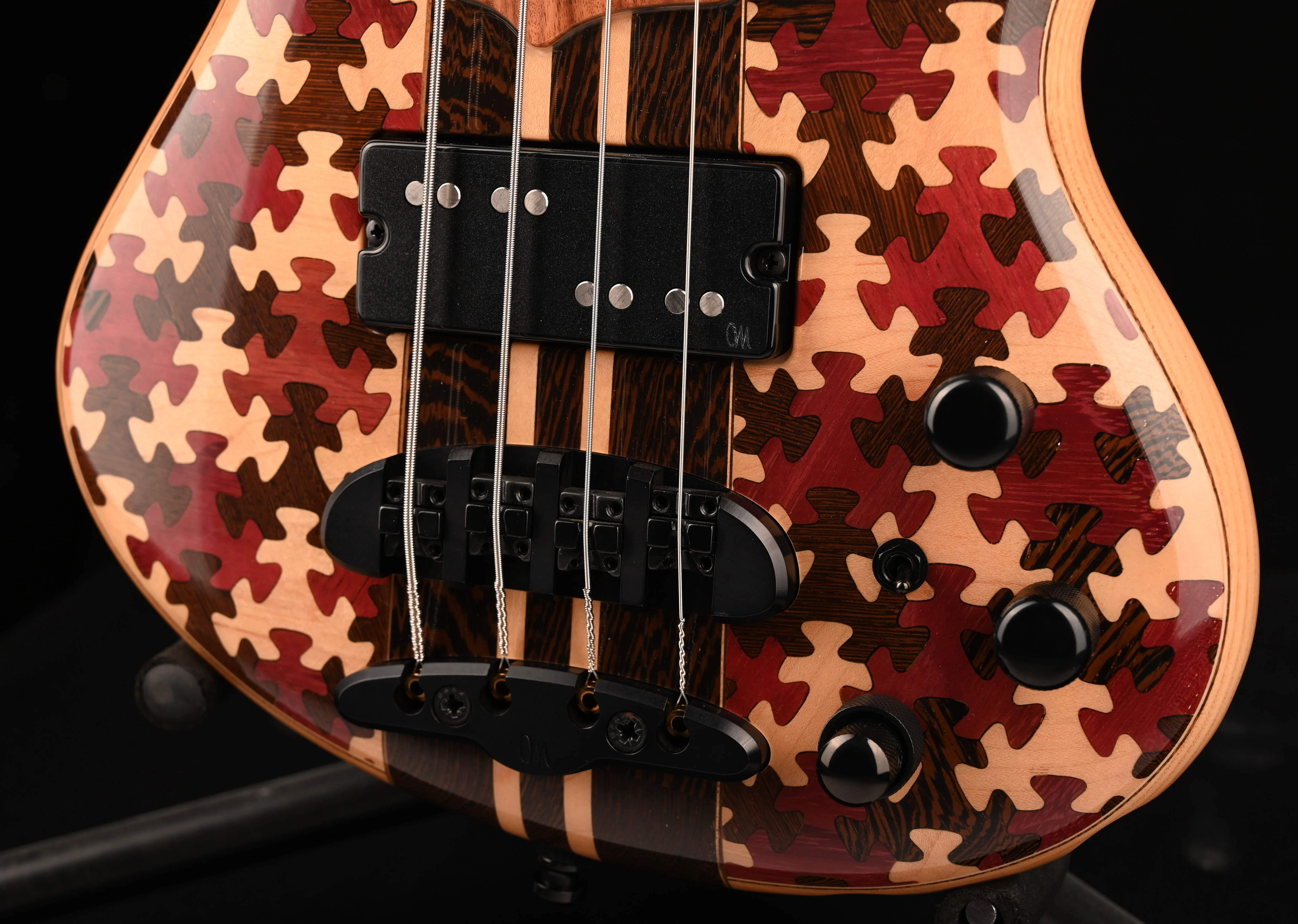 Mayones Cali4 Bass (17.5" Scale) Swamp Ash Body Triskelion Top Natural with Case - IN STOCK!!! - Image 4