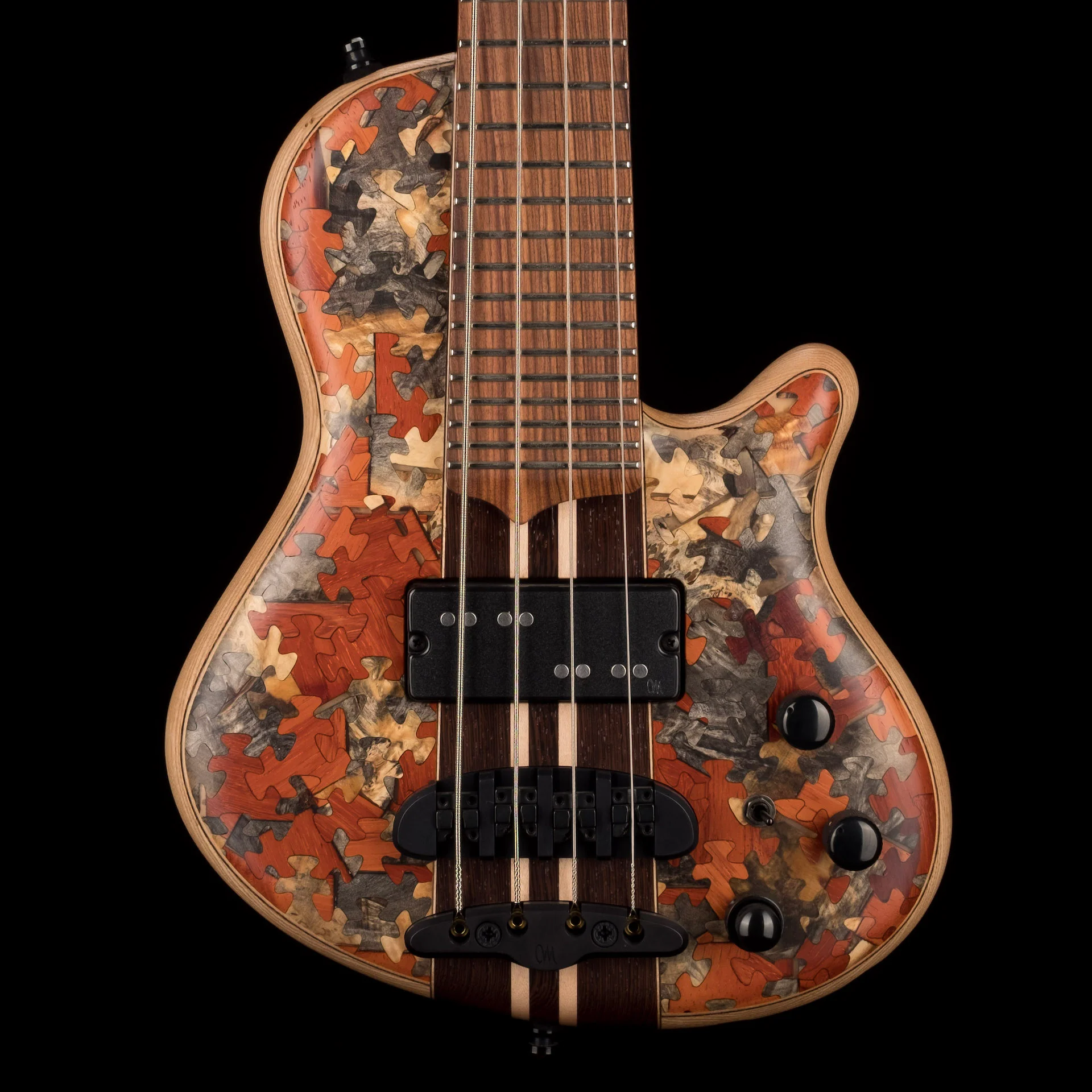 Mayones Cali4 Bass 17.5" Scale Swamp Ash Body Triskelion Top (2) Natural Matt Finish with Case