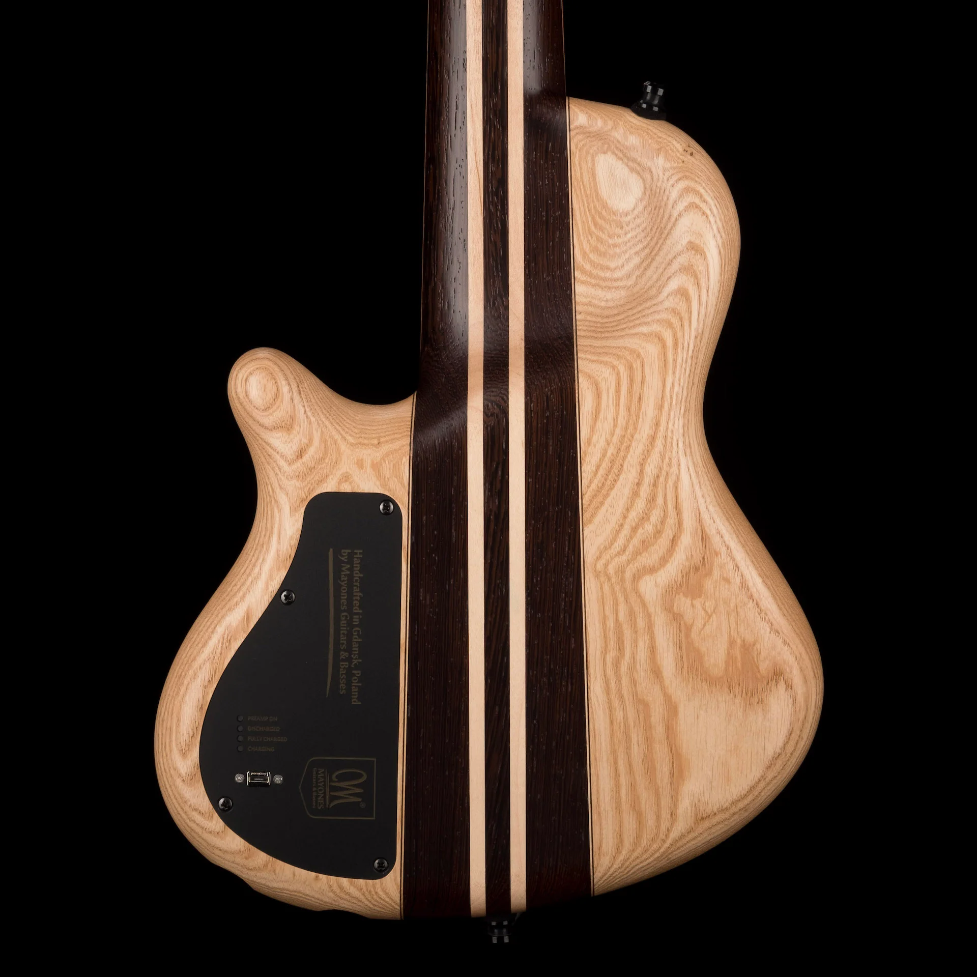 Mayones Cali4 Bass 17.5" Scale Swamp Ash Body Triskelion Top (2) Natural Matt Finish with Case - Image 10