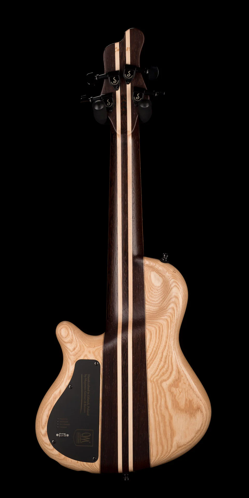 Mayones Cali4 Bass 17.5" Scale Swamp Ash Body Triskelion Top (2) Natural Matt Finish with Case - Image 11