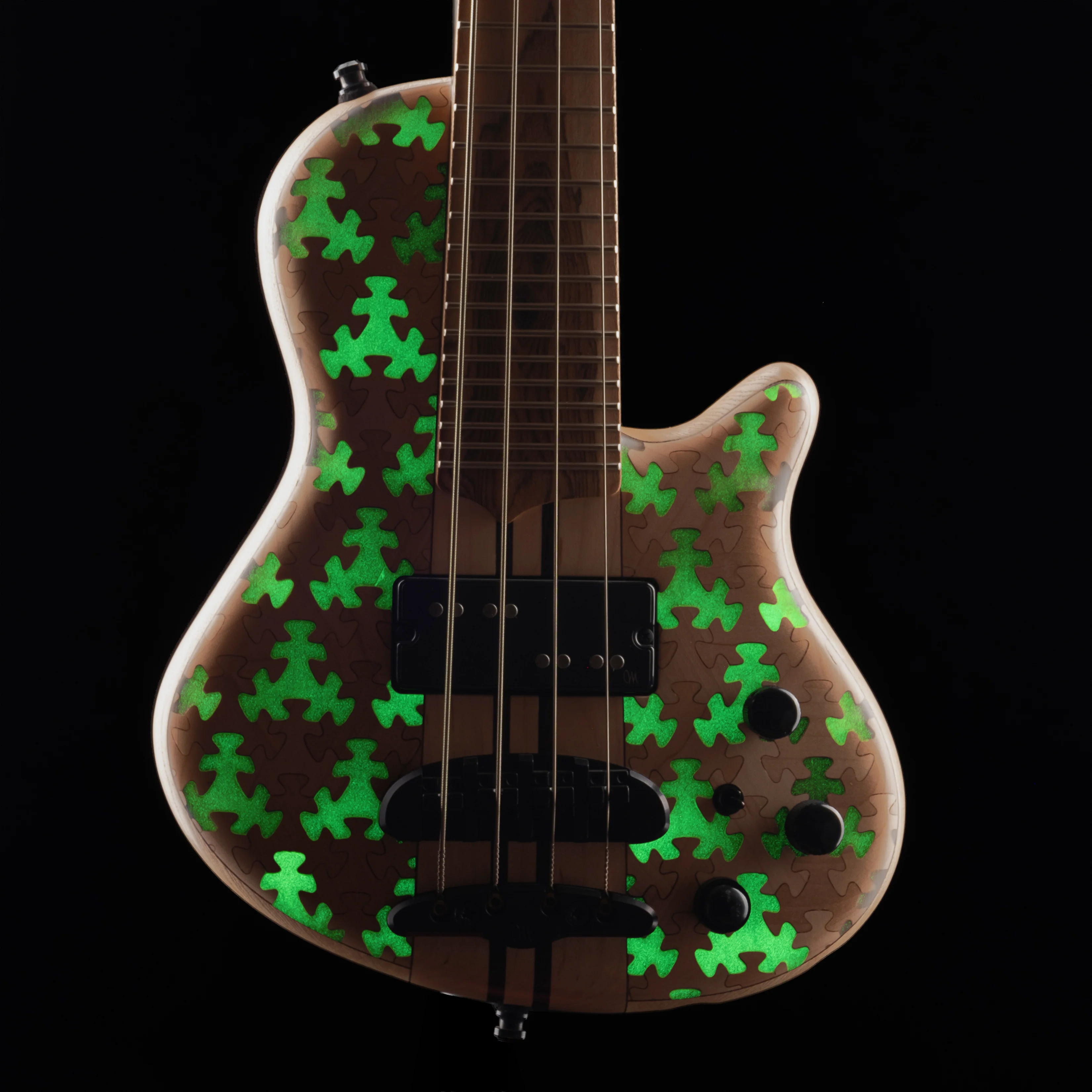 Mayones Cali4 Bass 17.5" Scale Swamp Ash Body Triskelion Top Natural Matt Finish with Case