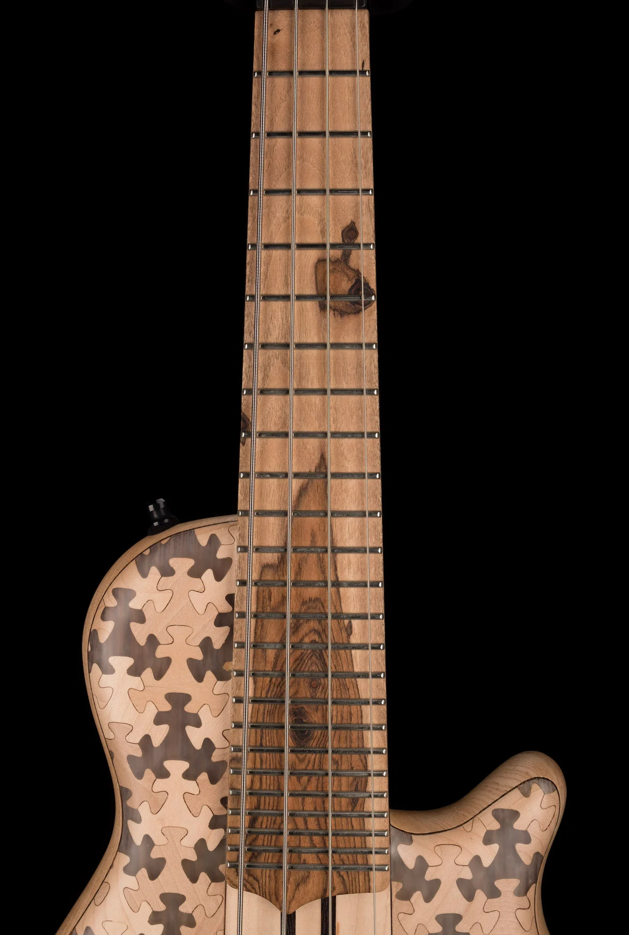 Mayones Cali4 Bass 17.5" Scale Swamp Ash Body Triskelion Top Natural Matt Finish with Case - Image 10