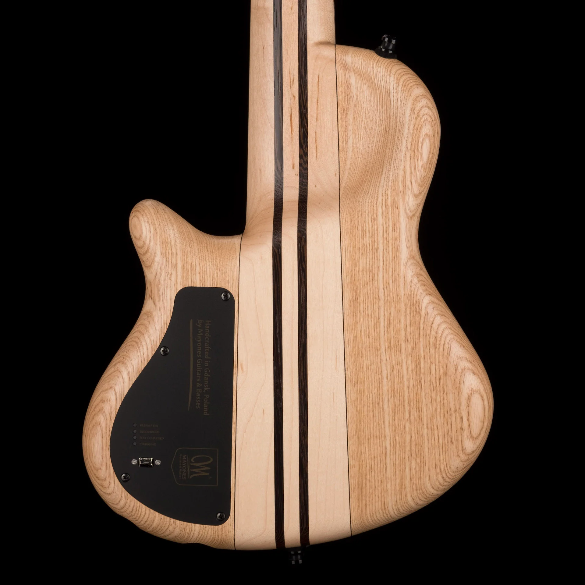 Mayones Cali4 Bass 17.5" Scale Swamp Ash Body Triskelion Top Natural Matt Finish with Case - Image 11