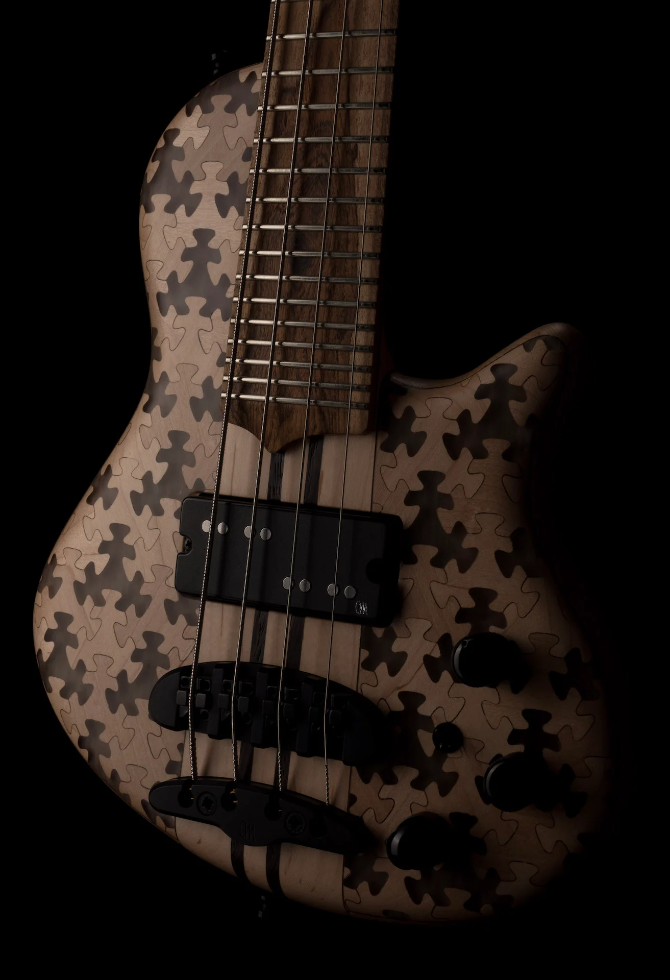 Mayones Cali4 Bass 17.5" Scale Swamp Ash Body Triskelion Top Natural Matt Finish with Case - Image 9