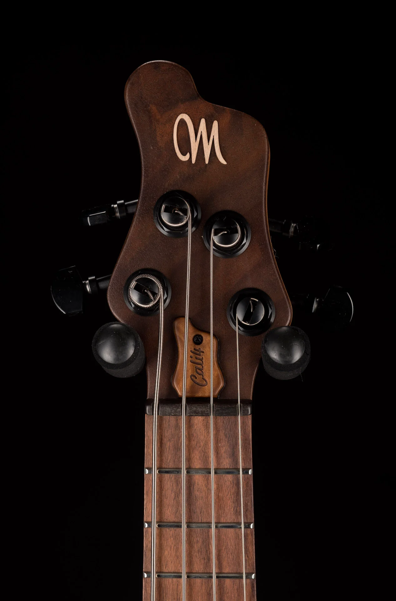 Mayones Cali4 Bass 17.5" Scale  Walnut Top/Swamp Ash Body Trans Natural Finish with Case - Image 7