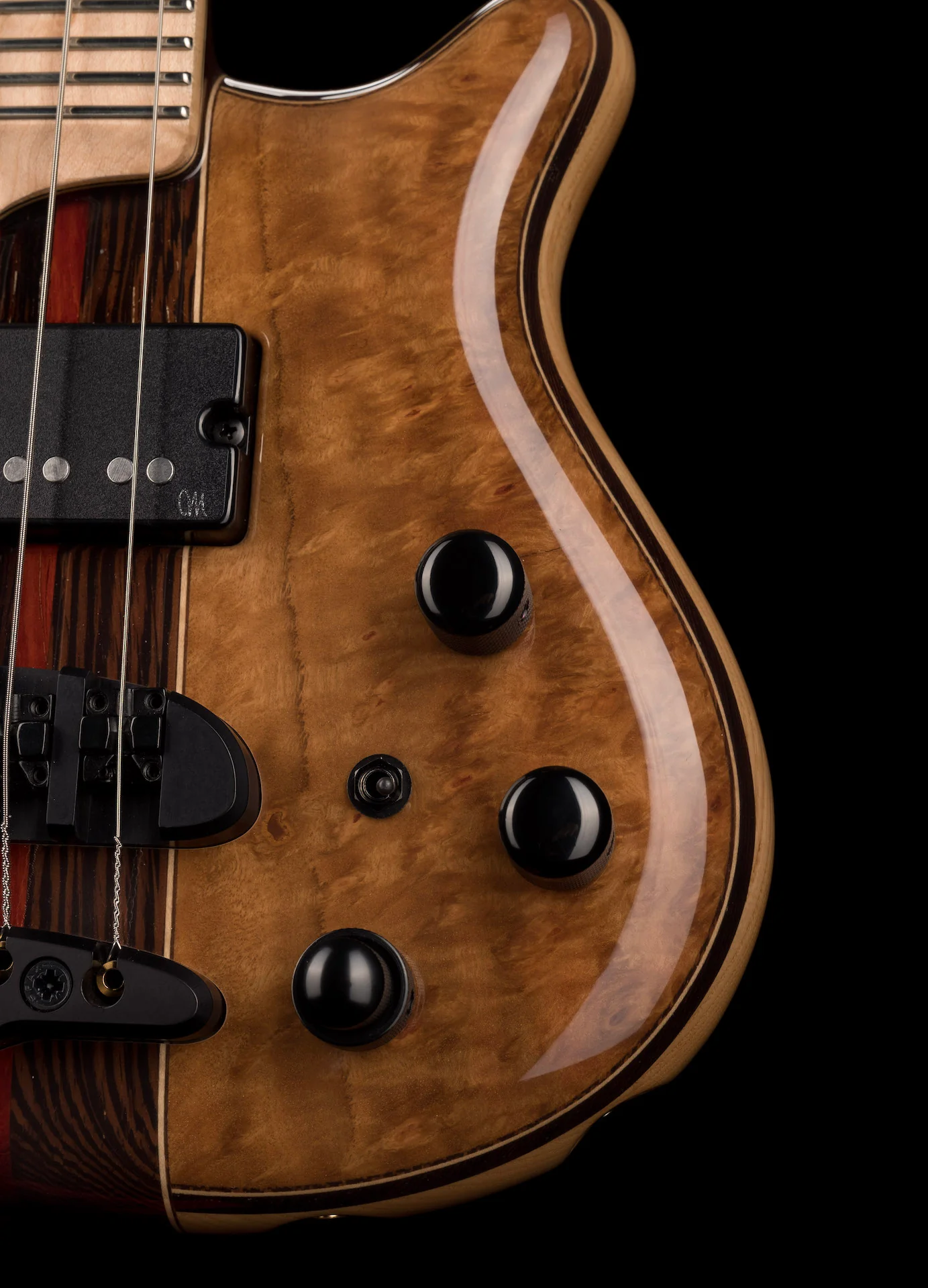 Mayones Cali4 Bass Swamp Ash Body 3A Birdseye Maple Fingerboard Gloss Finish w/ Case - Image 5
