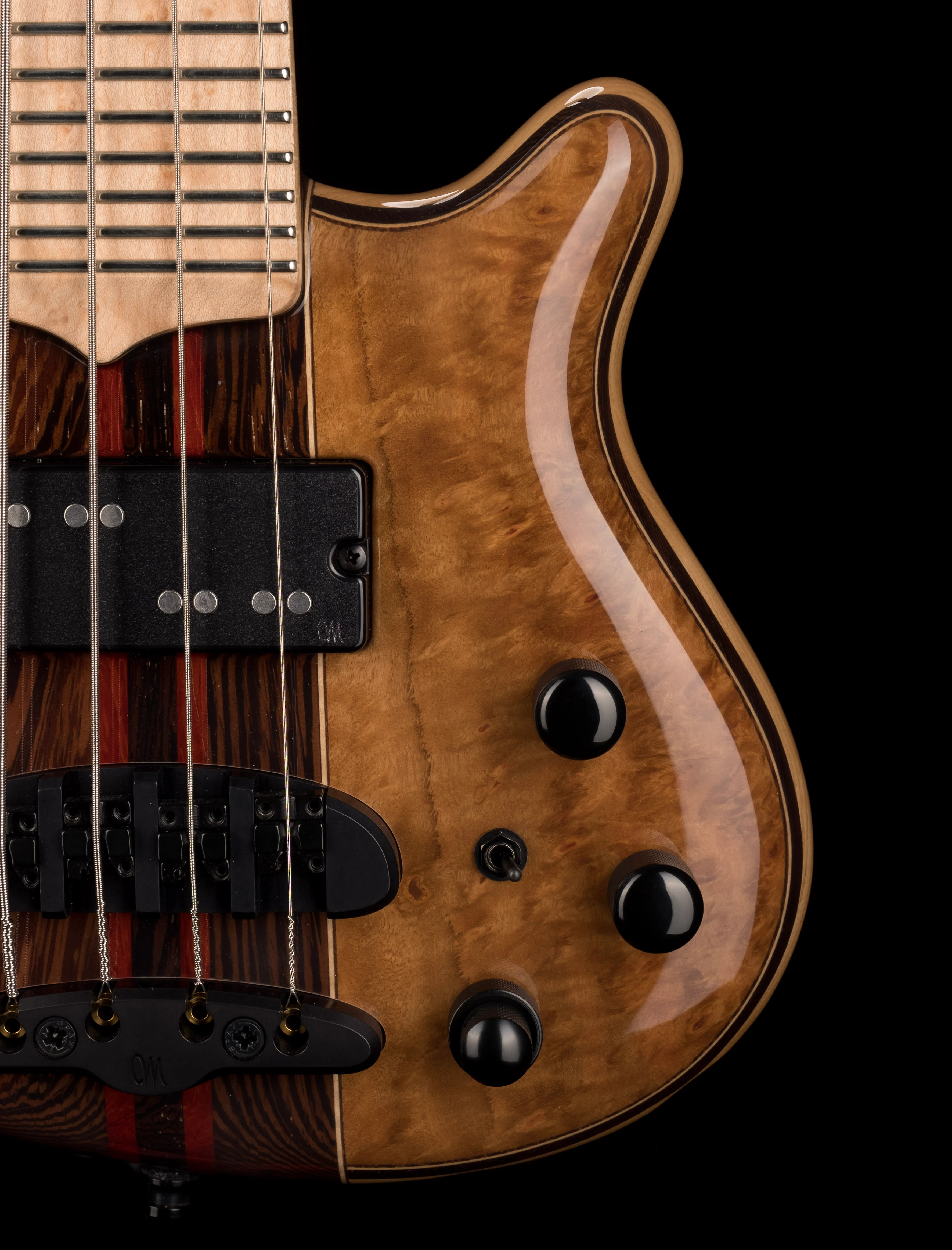 Mayones Cali4 Bass Swamp Ash Body 3A Birdseye Maple Fingerboard Gloss Finish w/ Case - Image 7