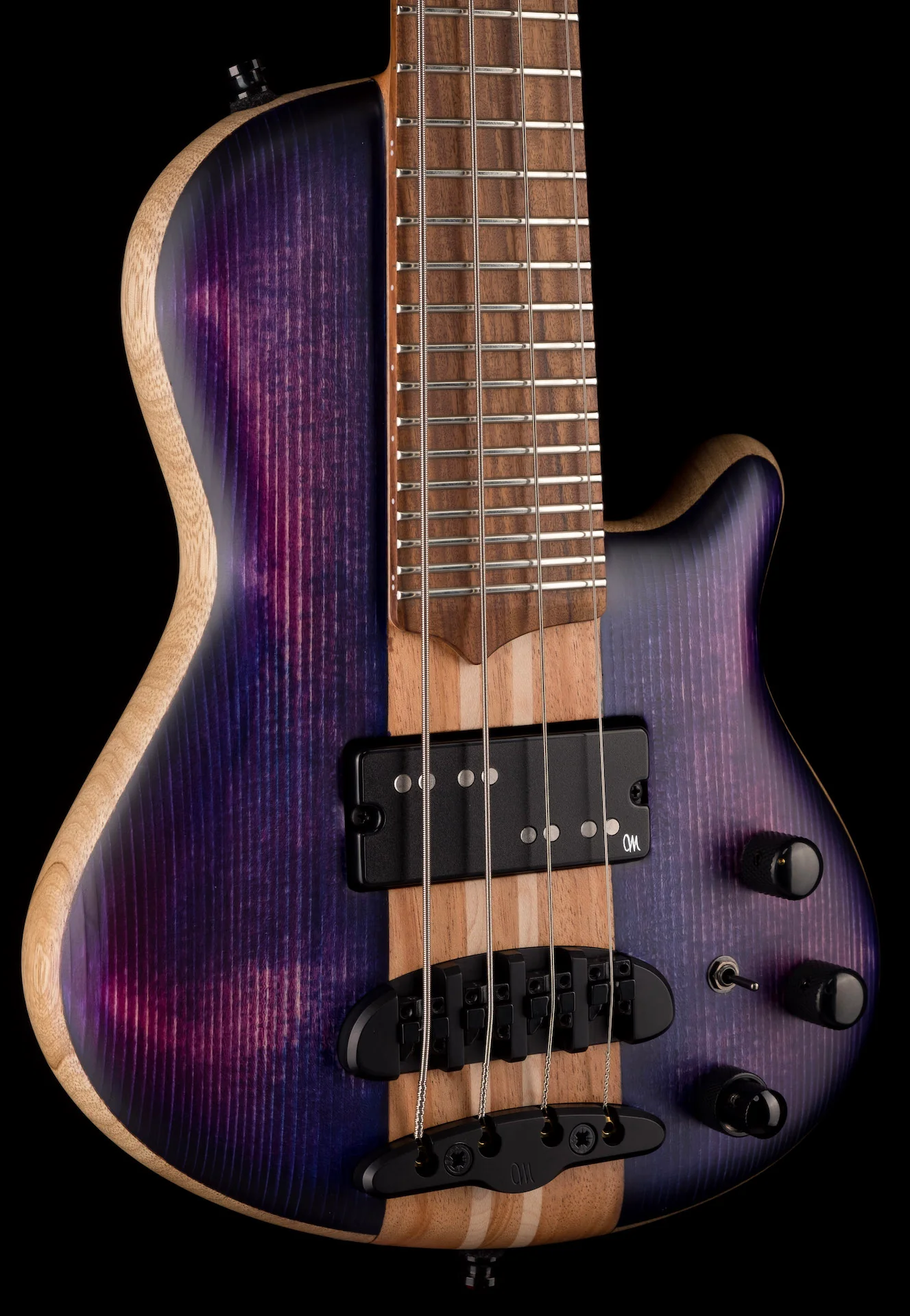 Mayones Cali4 Bass Black Limba Body Spruce Top Trans Purple - Image 8