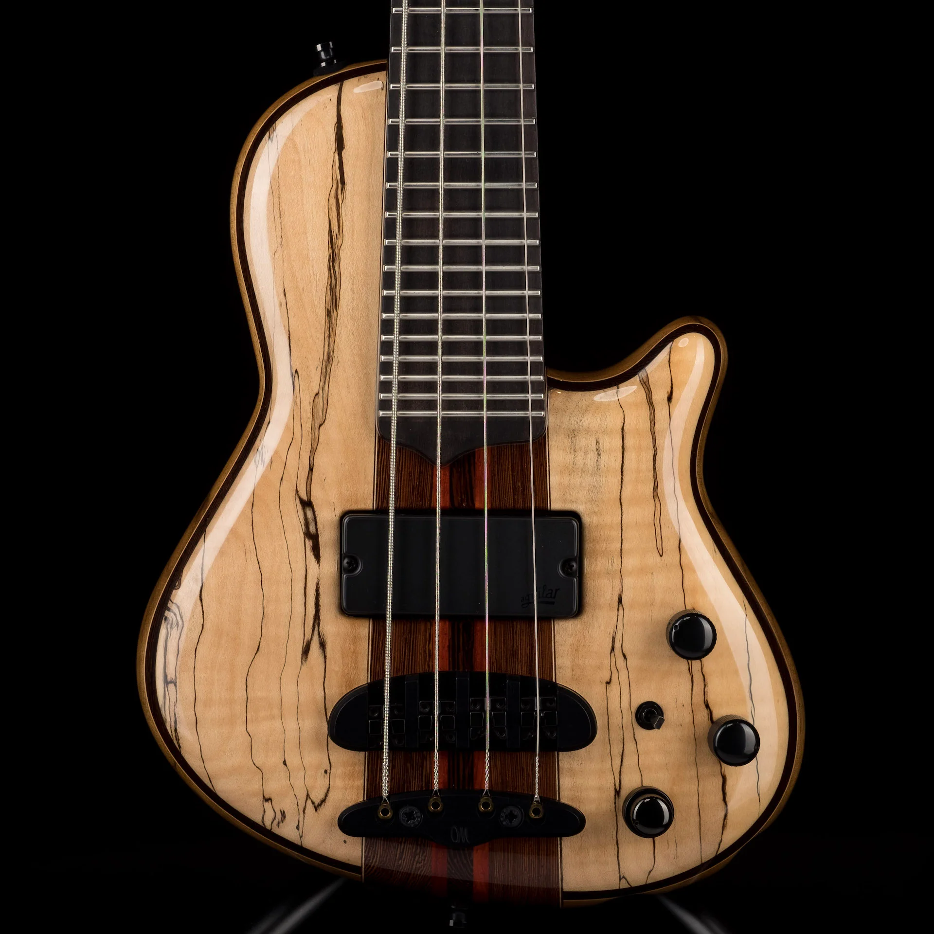 Mayones Cali4 Bass Black Limba Body Spalted Maple Top Ebony Board 5pc Wenge Neck Cali 4