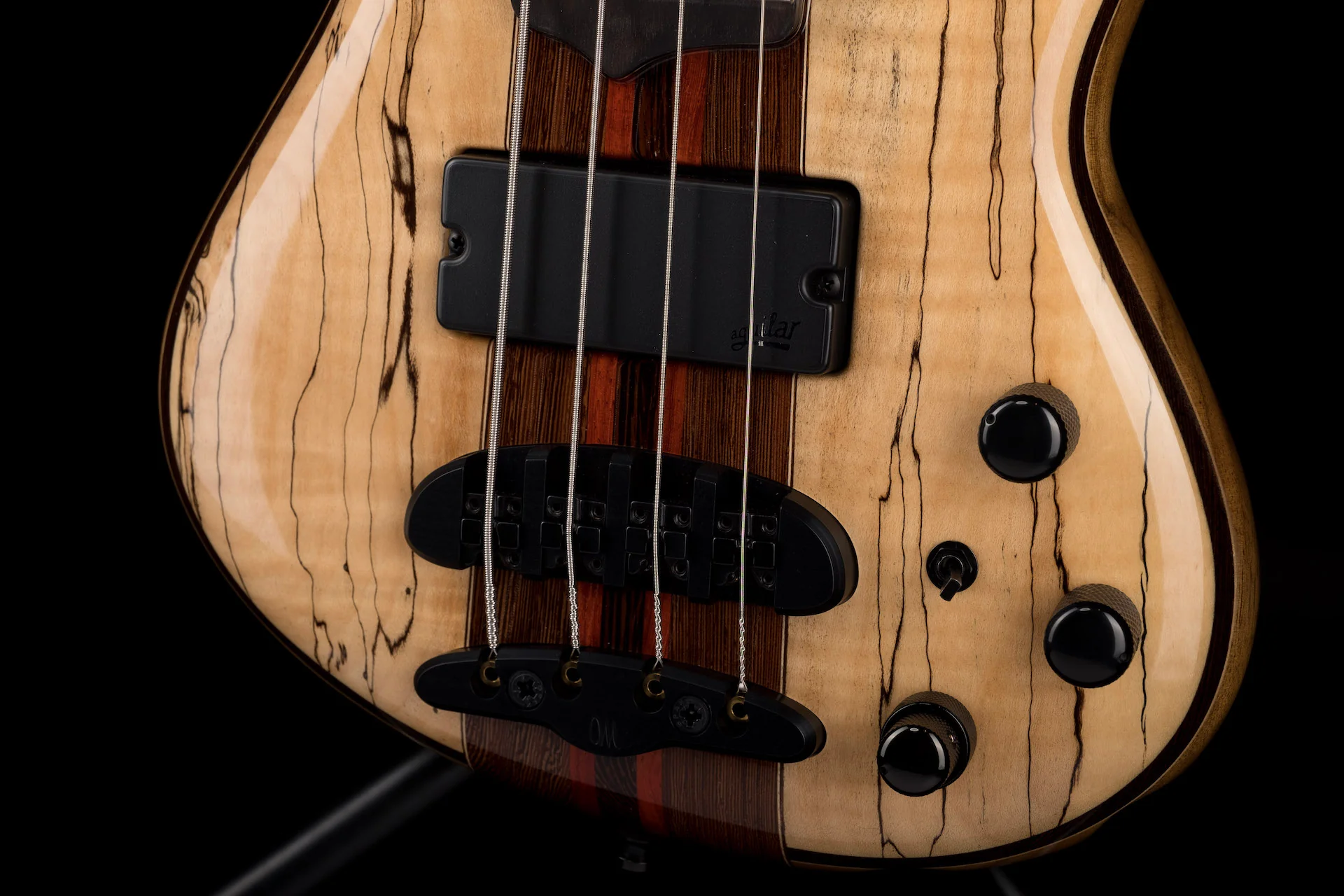 Mayones Cali4 Bass Black Limba Body Spalted Maple Top Ebony Board 5pc Wenge Neck Cali 4 - Image 6