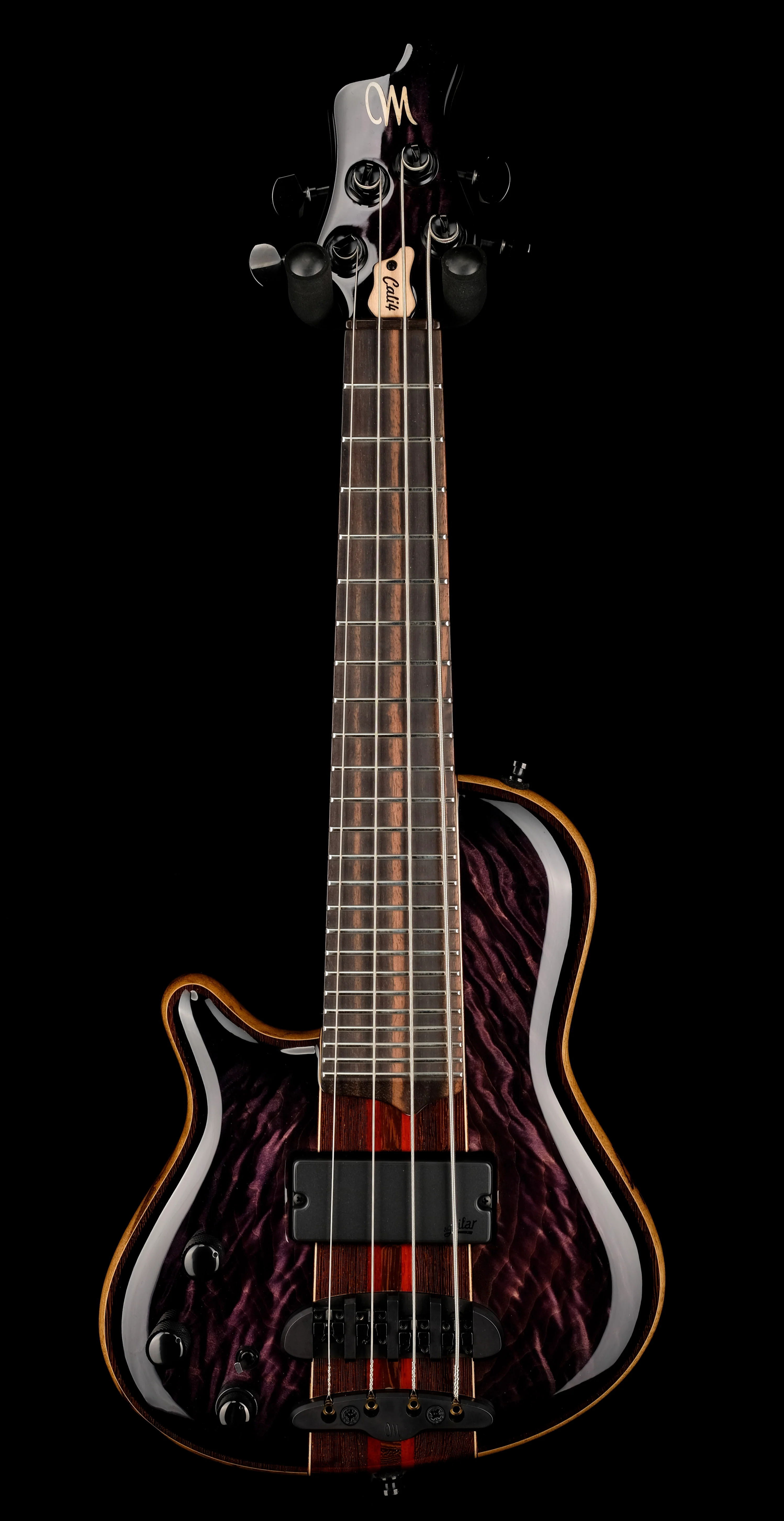 Mayones Cali4 Bass Left Handed Trans Purple 3A Quilted Maple Top/Black Limba Body Wenge/Padouk Neck - Image 2