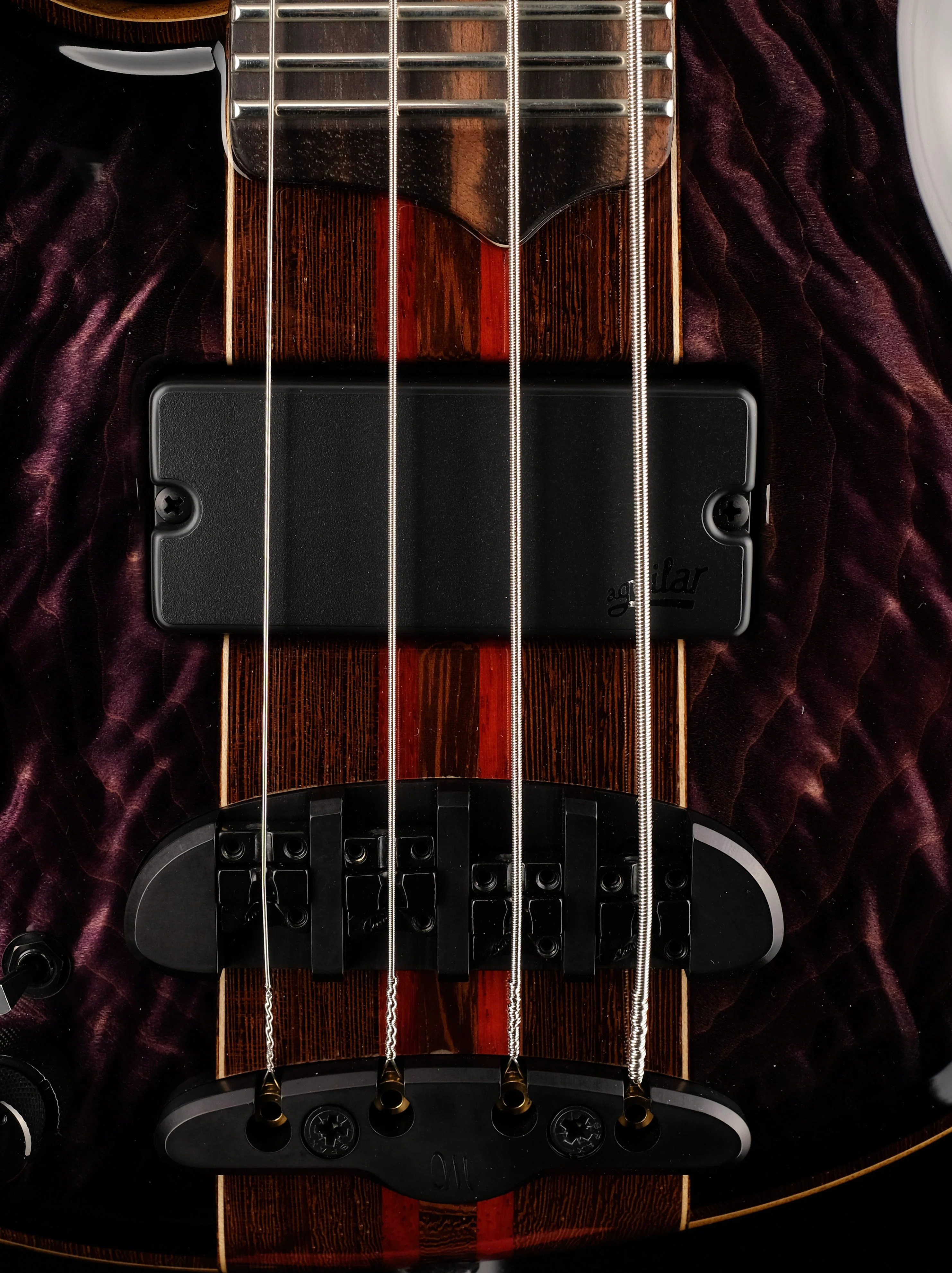 Mayones Cali4 Bass Left Handed Trans Purple 3A Quilted Maple Top/Black Limba Body Wenge/Padouk Neck - Image 4