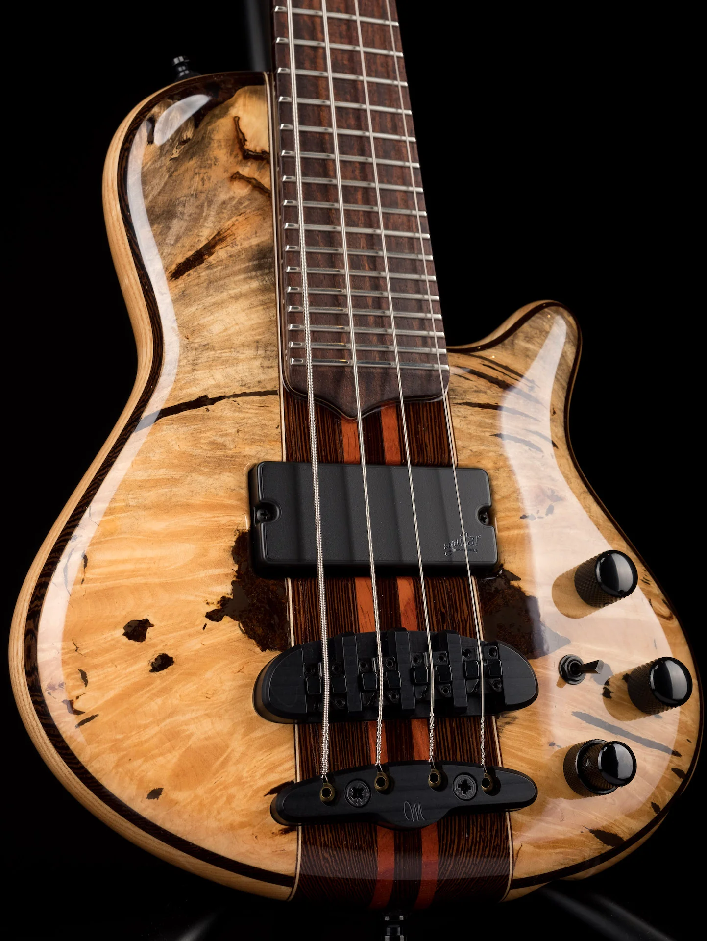 Mayones Cali4 Bass Mahogany Body Burl Maple Top Macassar Ebony Board 5pc Wenge Neck Sunburst Gloss Cali 4 - Image 6