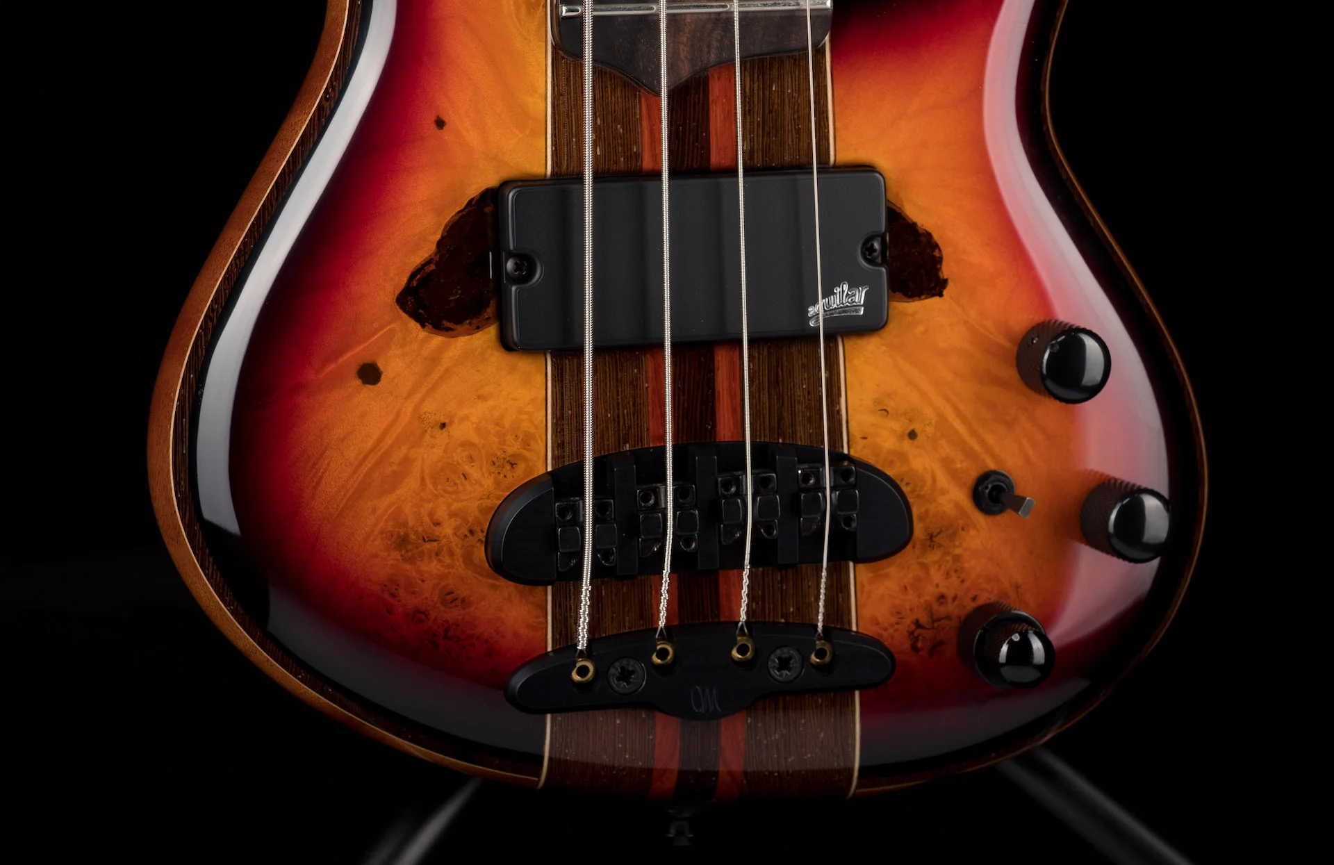 Mayones Cali4 Bass Swamp Ash Body Buckeye Burl Top Rosewood Board 5pc Wenge Neck Cali 4 - Image 5
