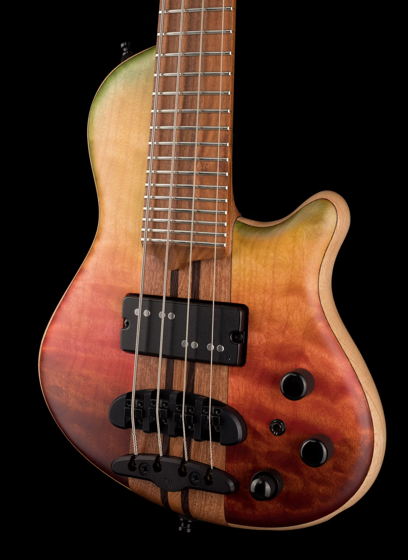 Mayones Cali4 Flame 3A Maple Top Custom Color Trans Rainbow Matte Finish with Case - Image 3