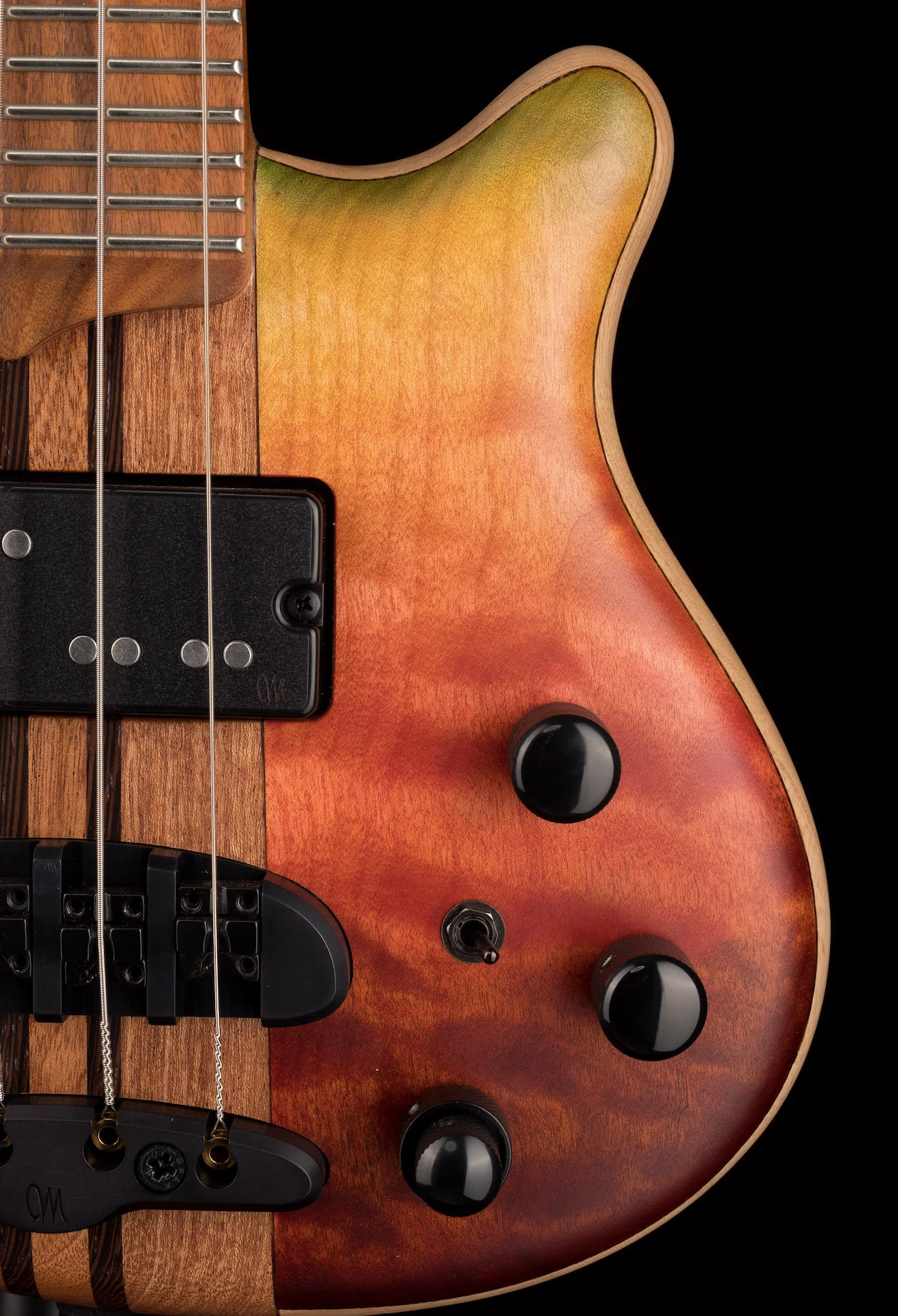 Mayones Cali4 Flame 3A Maple Top Custom Color Trans Rainbow Matte Finish with Case - Image 5
