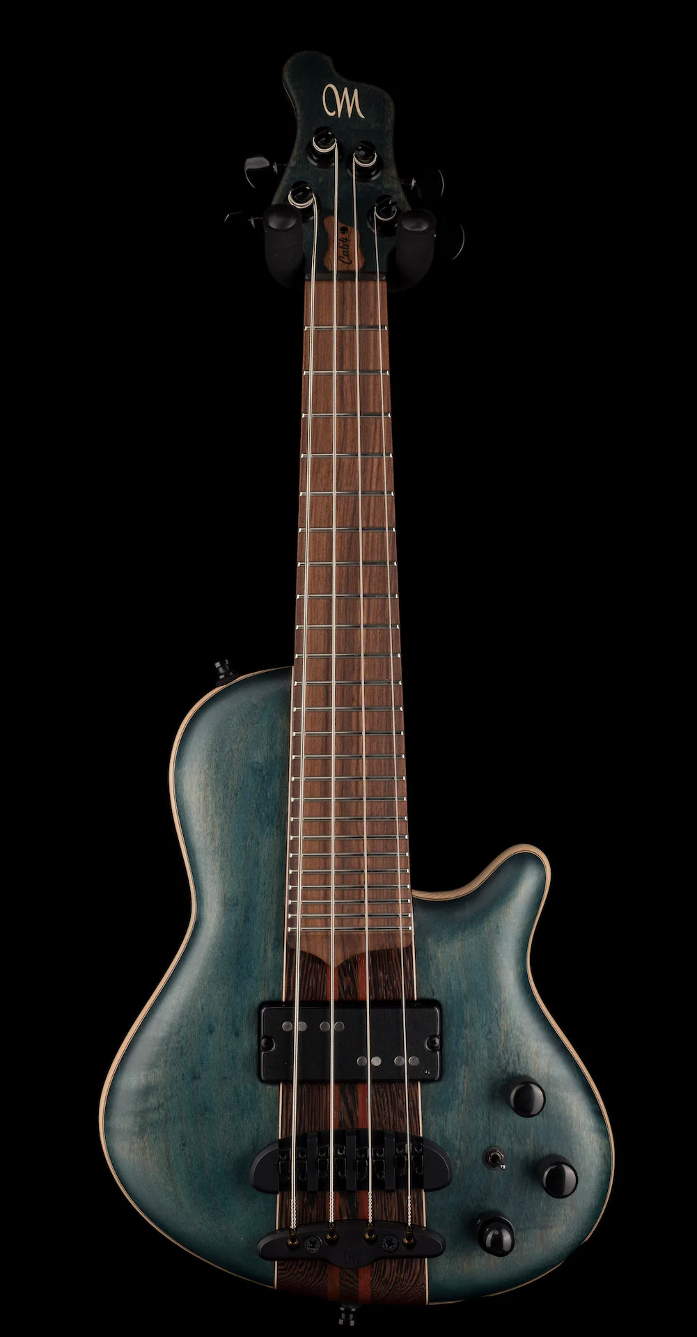 Mayones Cali4 Flame Maple TEW Top Swamp Ash Back Custom Blue Denim Matt Finish - Image 2