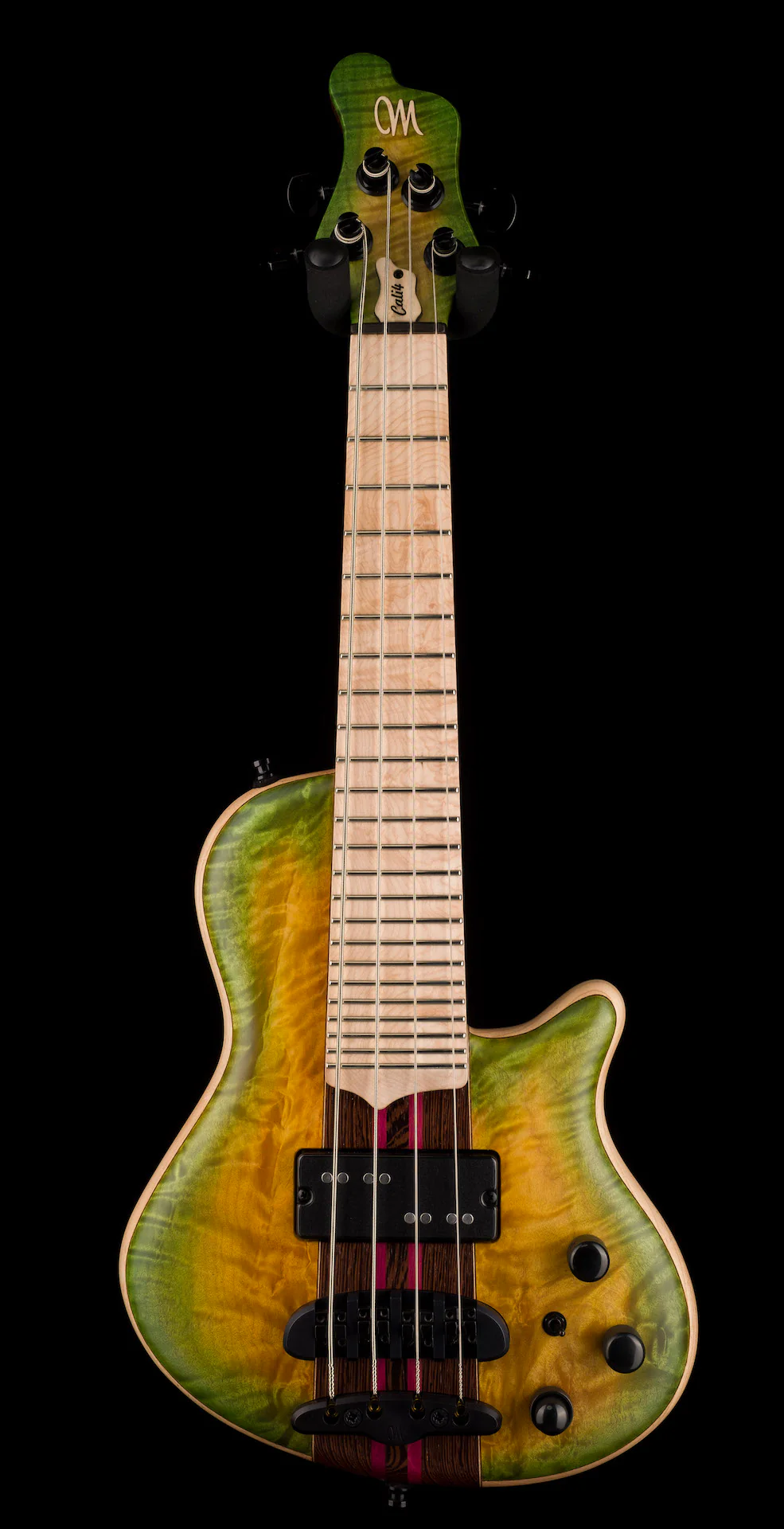 Mayones Cali4 Quilt Maple Top Swamp Ash Back Custom Color Greenburst Matte Finish with Case - Image 2