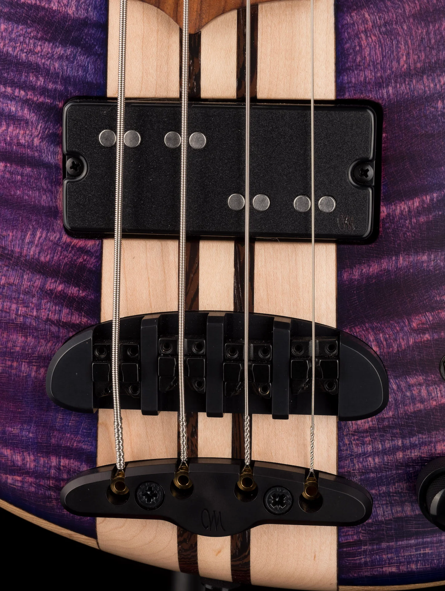 Mayones Cali4 3A Flame Maple Top Custom Trans Purple Matt Finish With Case - Image 4