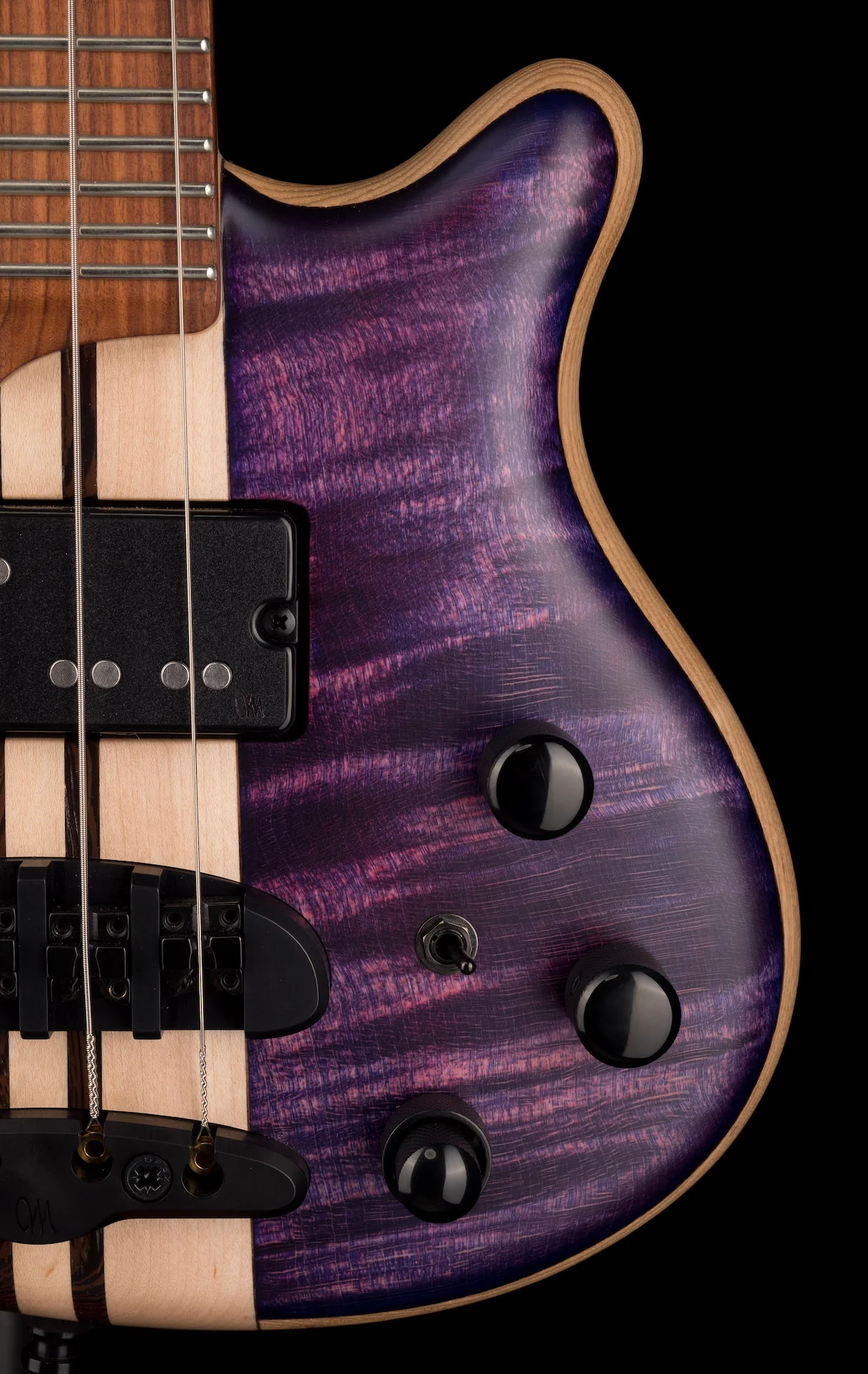 Mayones Cali4 3A Flame Maple Top Custom Trans Purple Matt Finish With Case - Image 5