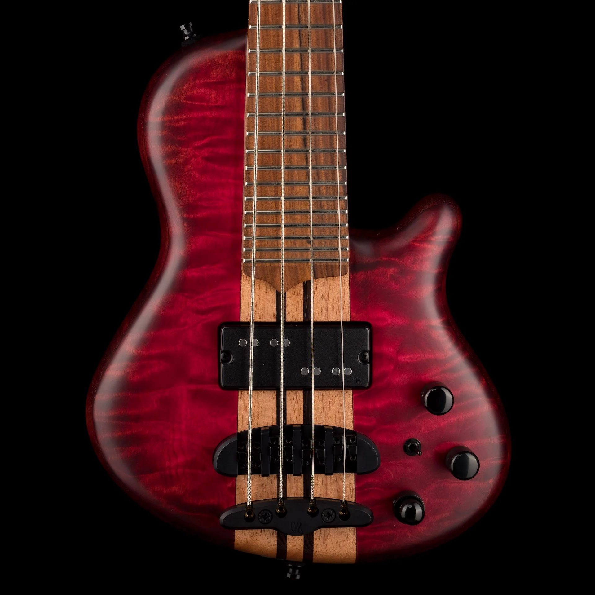 Mayones Cali4 Quilt Maple Top Mahogany Back Custom Color Trans Red Matt Finish with Case