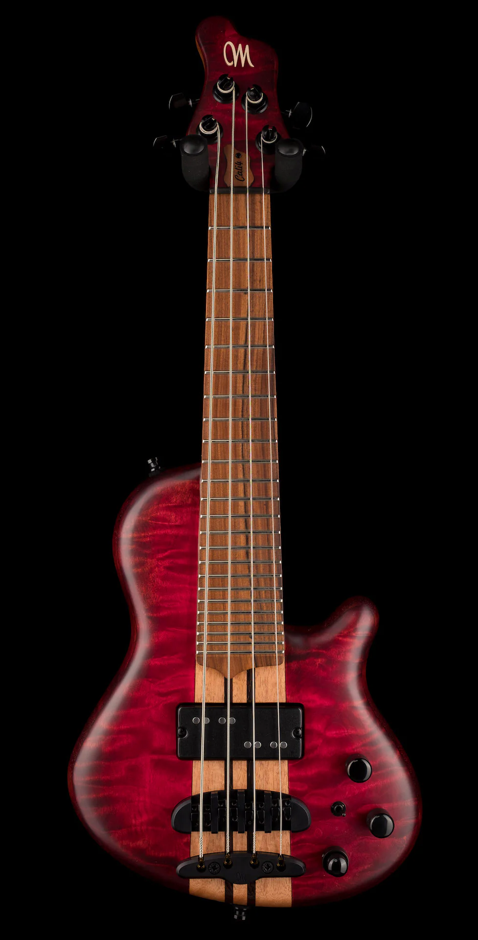 Mayones Cali4 Quilt Maple Top Mahogany Back Custom Color Trans Red Matt Finish with Case - Image 2