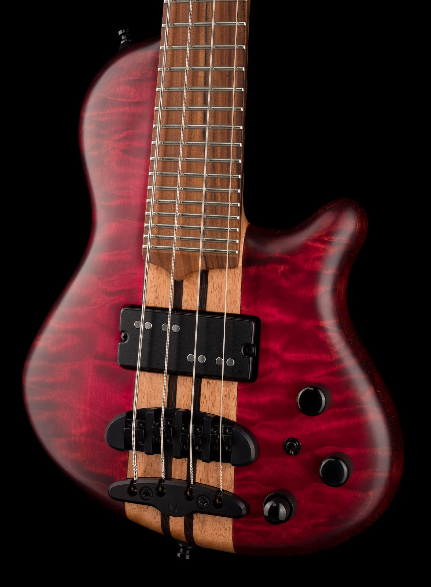 Mayones Cali4 Quilt Maple Top Mahogany Back Custom Color Trans Red Matt Finish with Case - Image 3