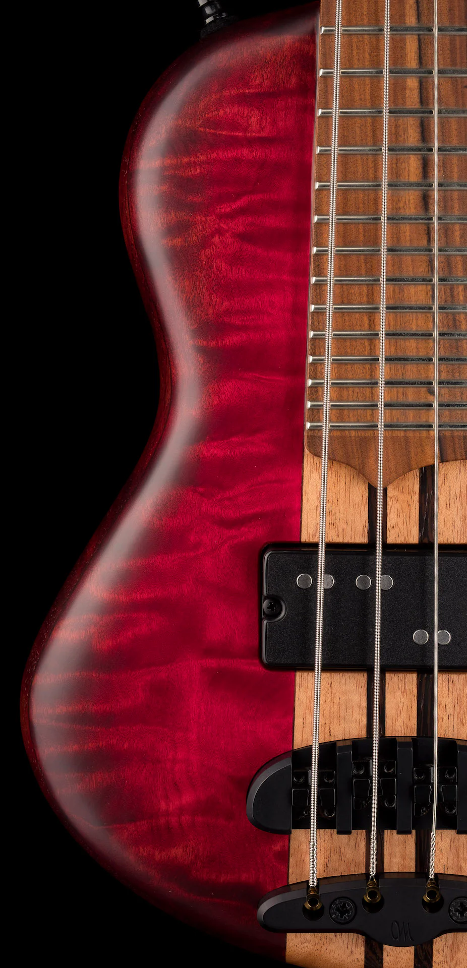 Mayones Cali4 Quilt Maple Top Mahogany Back Custom Color Trans Red Matt Finish with Case - Image 6