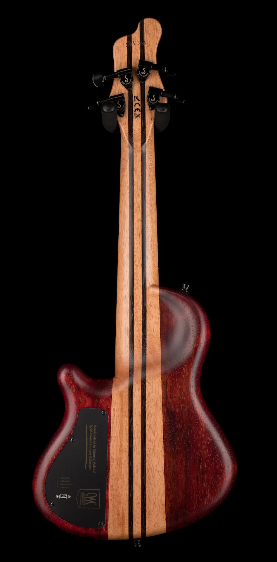 Mayones Cali4 Quilt Maple Top Mahogany Back Custom Color Trans Red Matt Finish with Case - Image 8