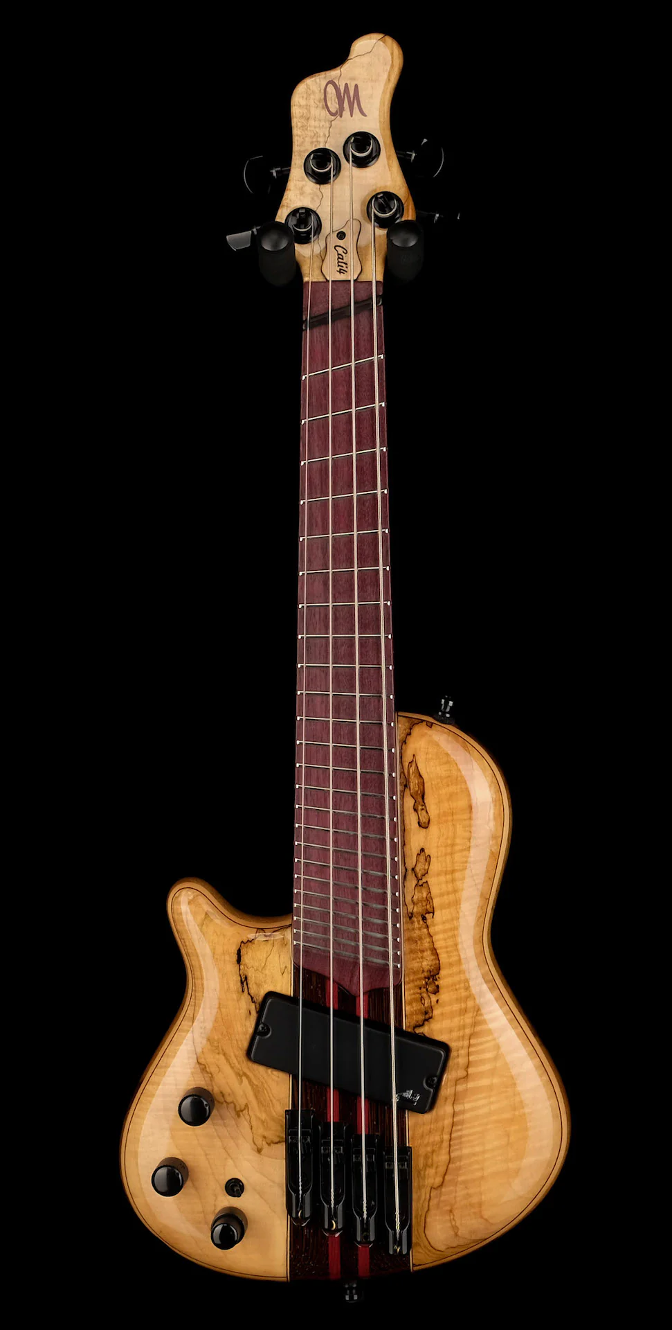 Mayones Cali4 VF Bass Left Handed Spalted Maple Top/Black Limba Back Wenge/Purpleheart Neck - Image 2