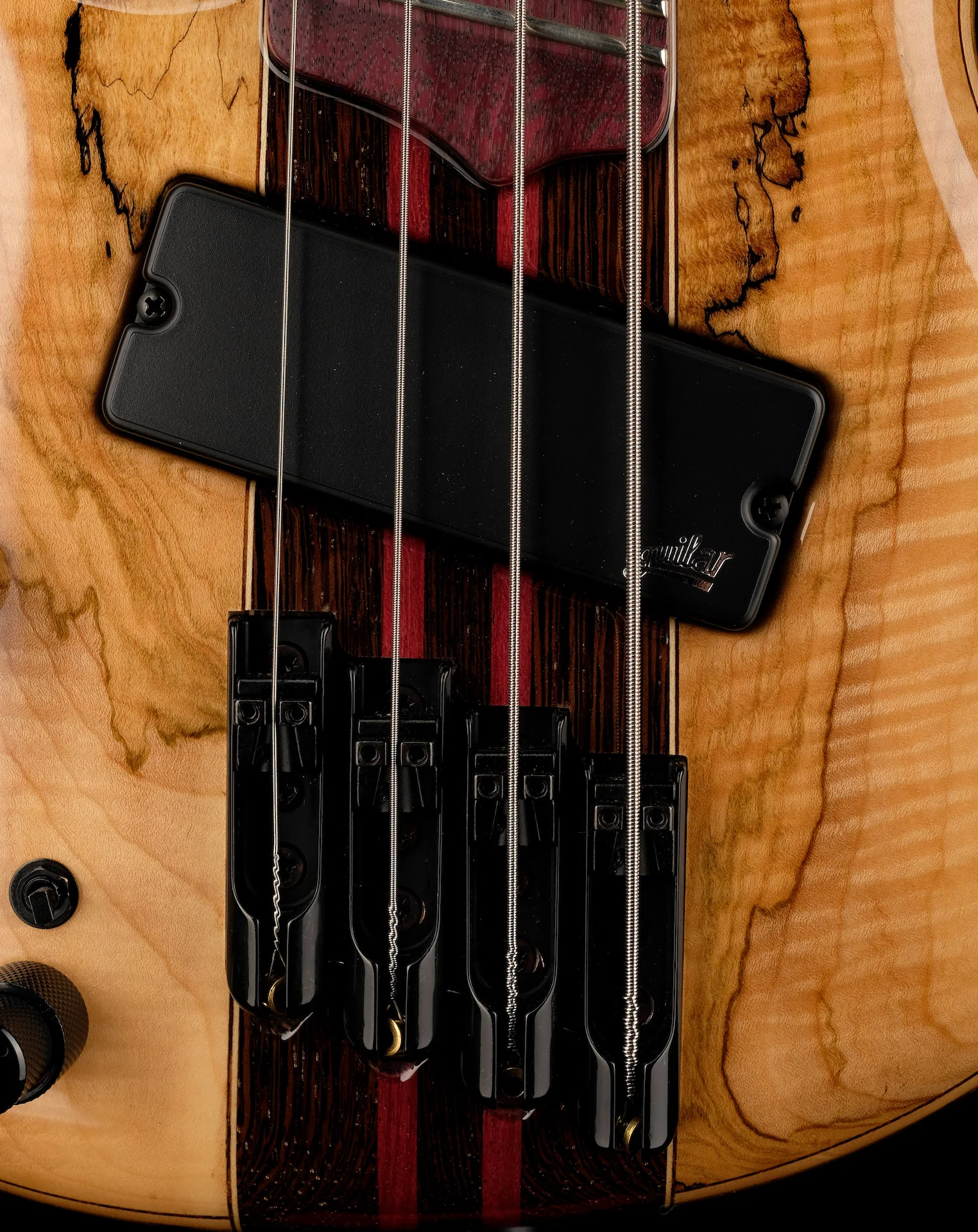 Mayones Cali4 VF Bass Left Handed Spalted Maple Top/Black Limba Back Wenge/Purpleheart Neck - Image 5