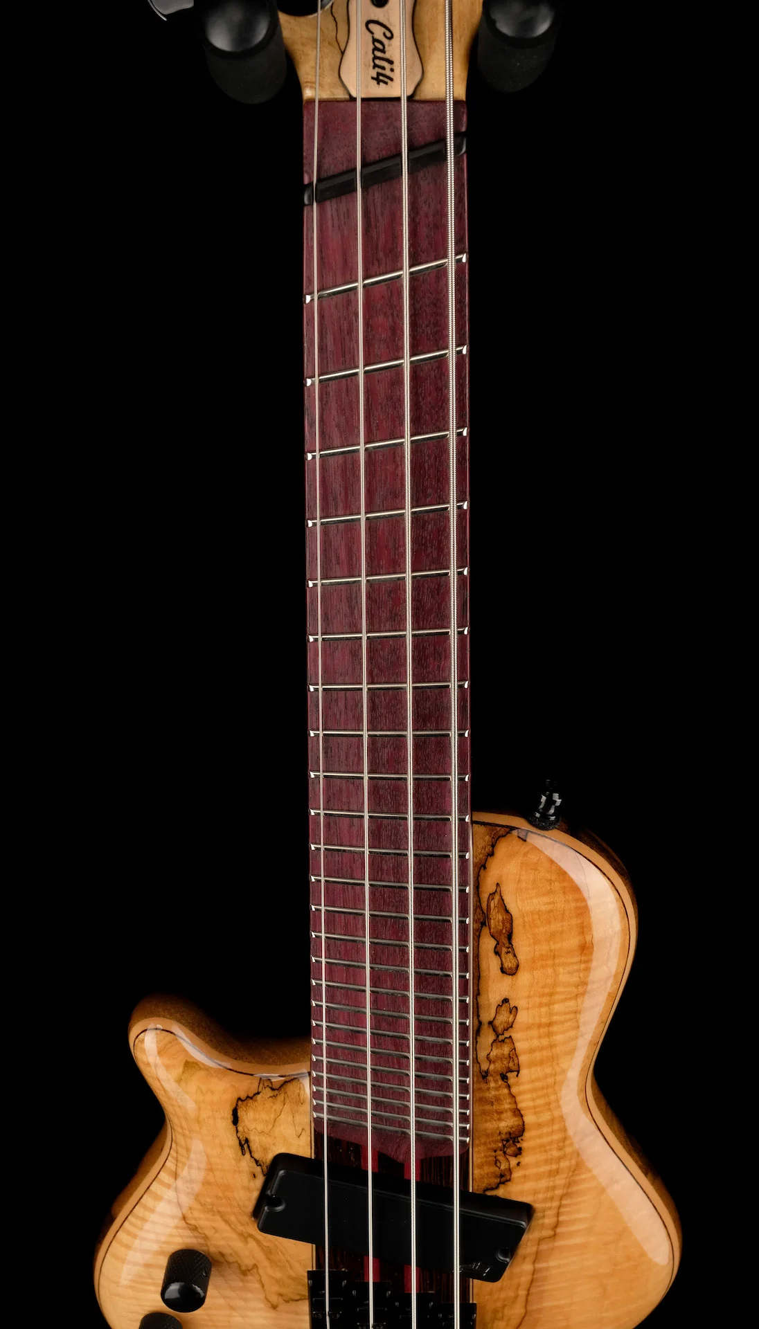 Mayones Cali4 VF Bass Left Handed Spalted Maple Top/Black Limba Back Wenge/Purpleheart Neck - Image 7