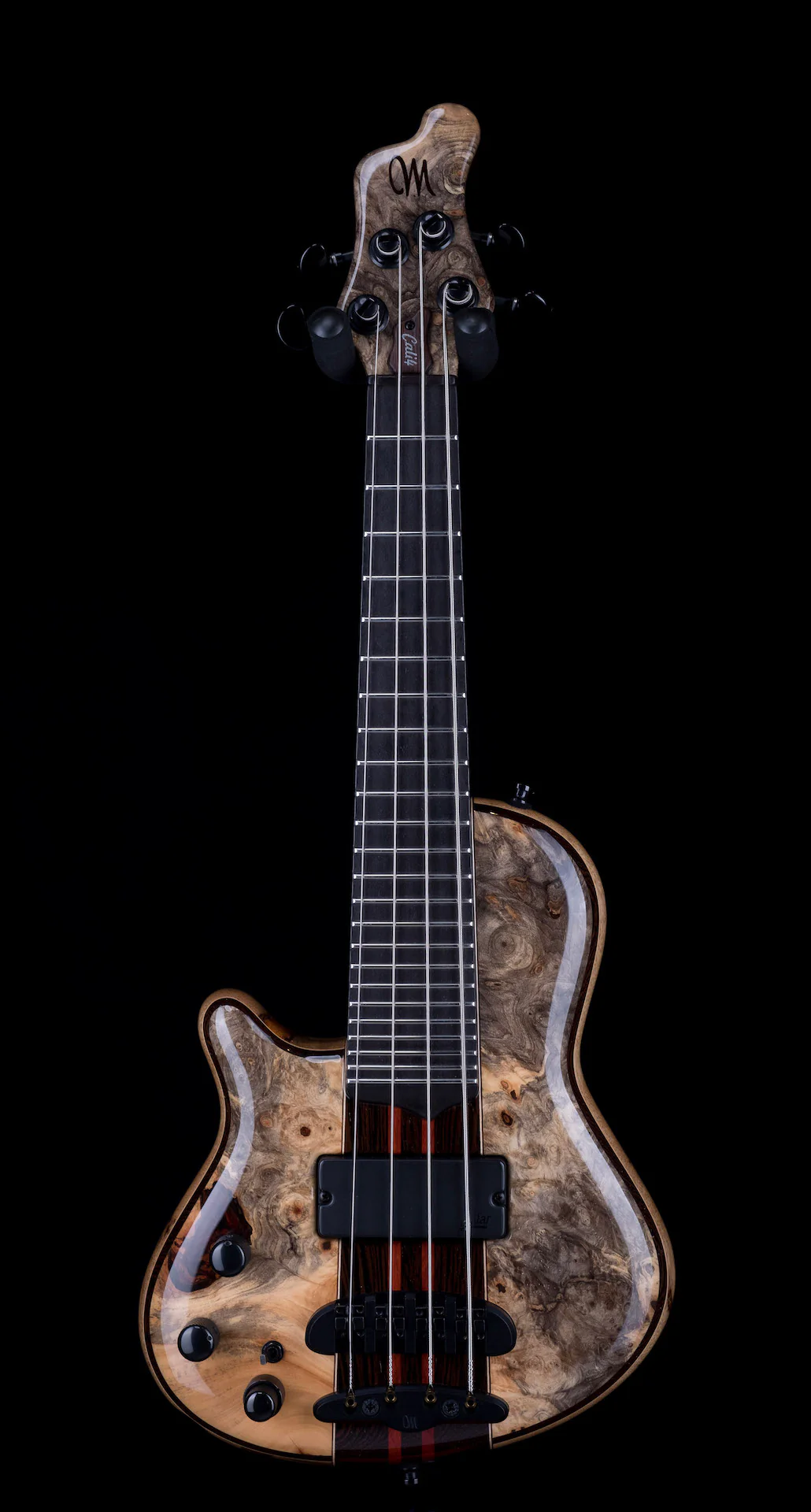 Mayones Cali4LH Left Handed Bass Black Limba Body Buckeye Burl Top Ebony Board 5pc Wenge Neck - Image 2
