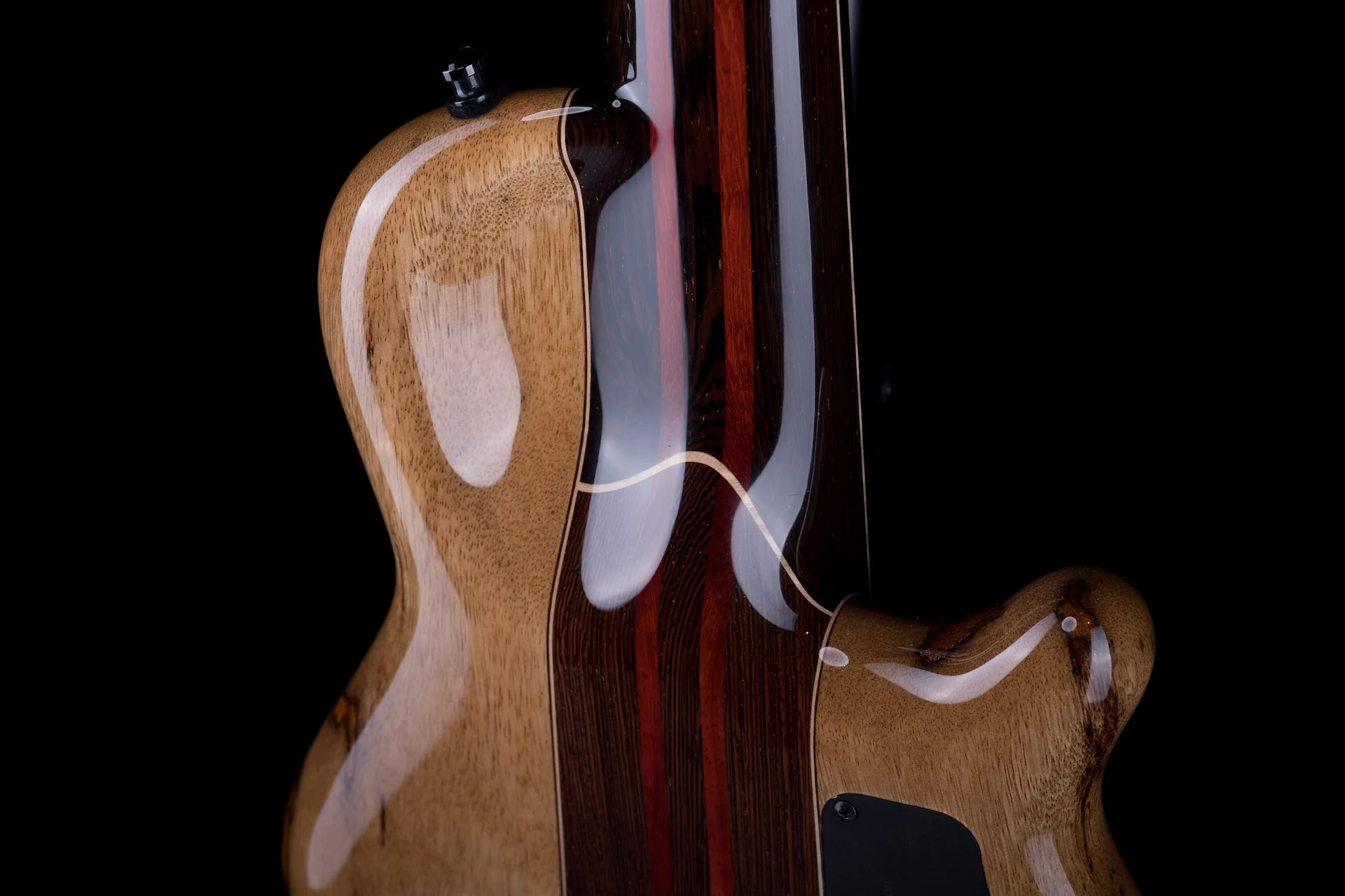 Mayones Cali4LH Left Handed Bass Black Limba Body Buckeye Burl Top Ebony Board 5pc Wenge Neck - Image 9