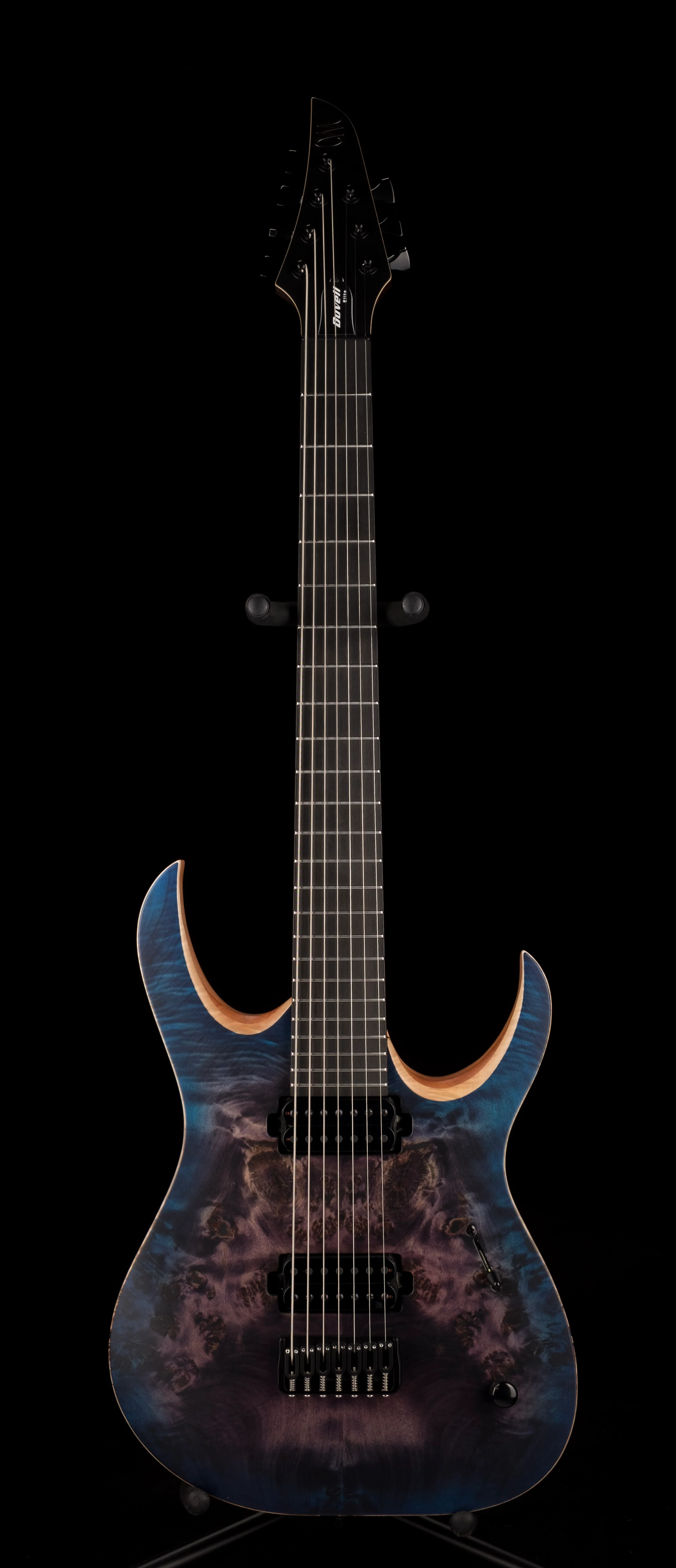 Mayones Duvell Elite 7 String 27" Baritone Dirty Purple Blue Burst - Image 2