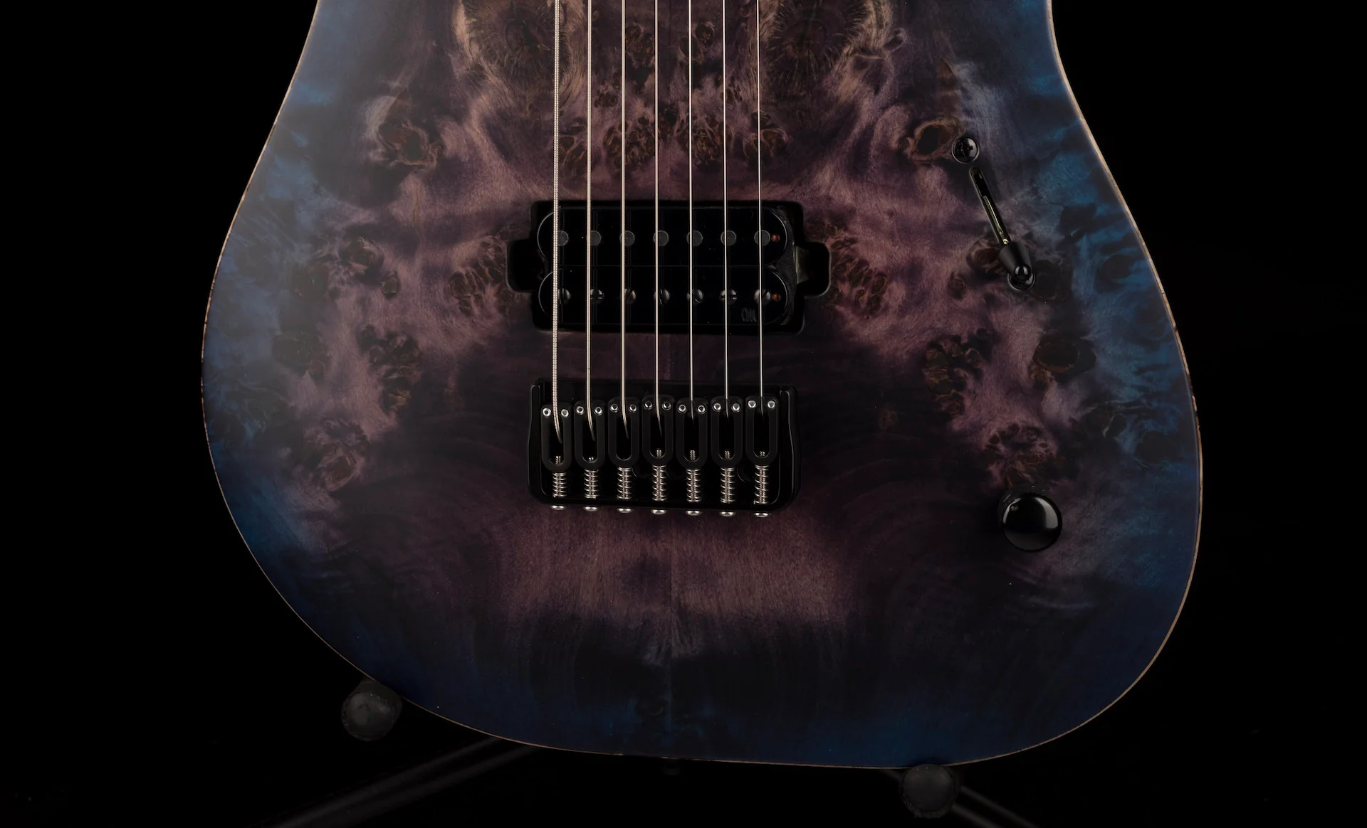 Mayones Duvell Elite 7 String 27" Baritone Dirty Purple Blue Burst - Image 5