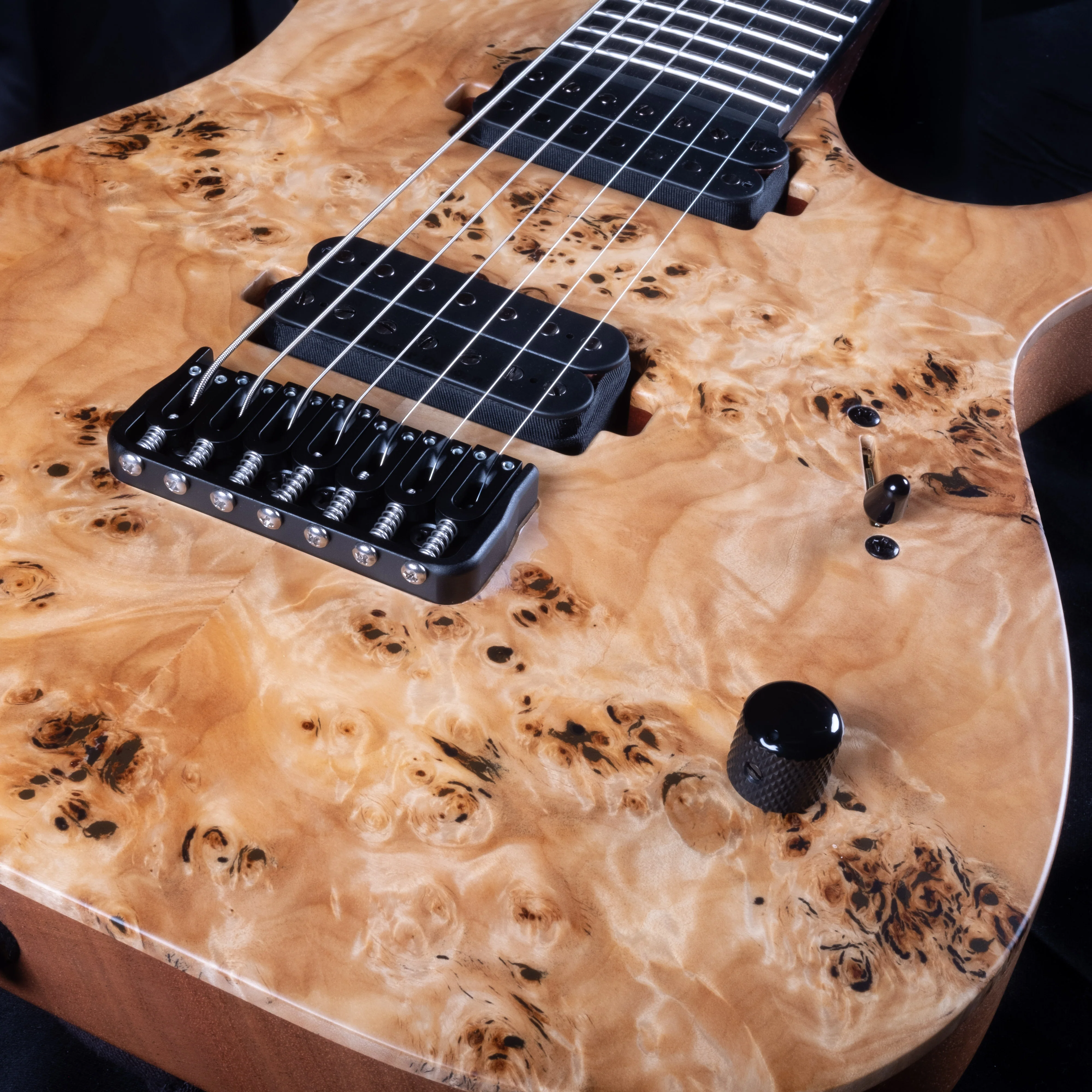 Mayones Duvell Elite 7 Natural Finish Eye Poplar Top 7 String Electric Guitar With Case - Image 4